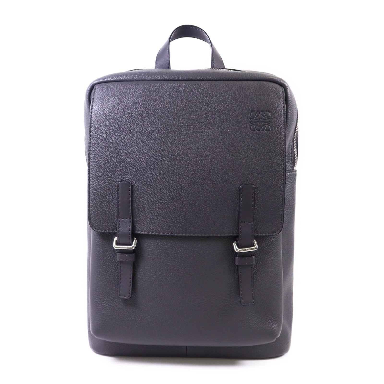 LOEWE 牛皮皮革Military Backpack銀扣背包