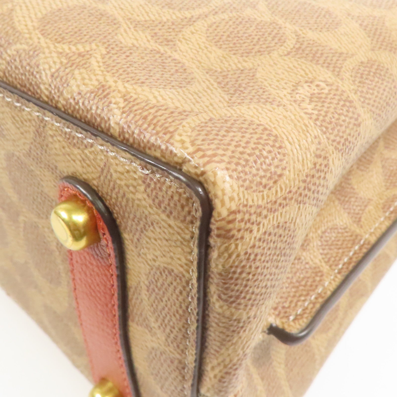 COACH 塗層帆布Shoulder Bag金扣手挽肩背兩用袋
