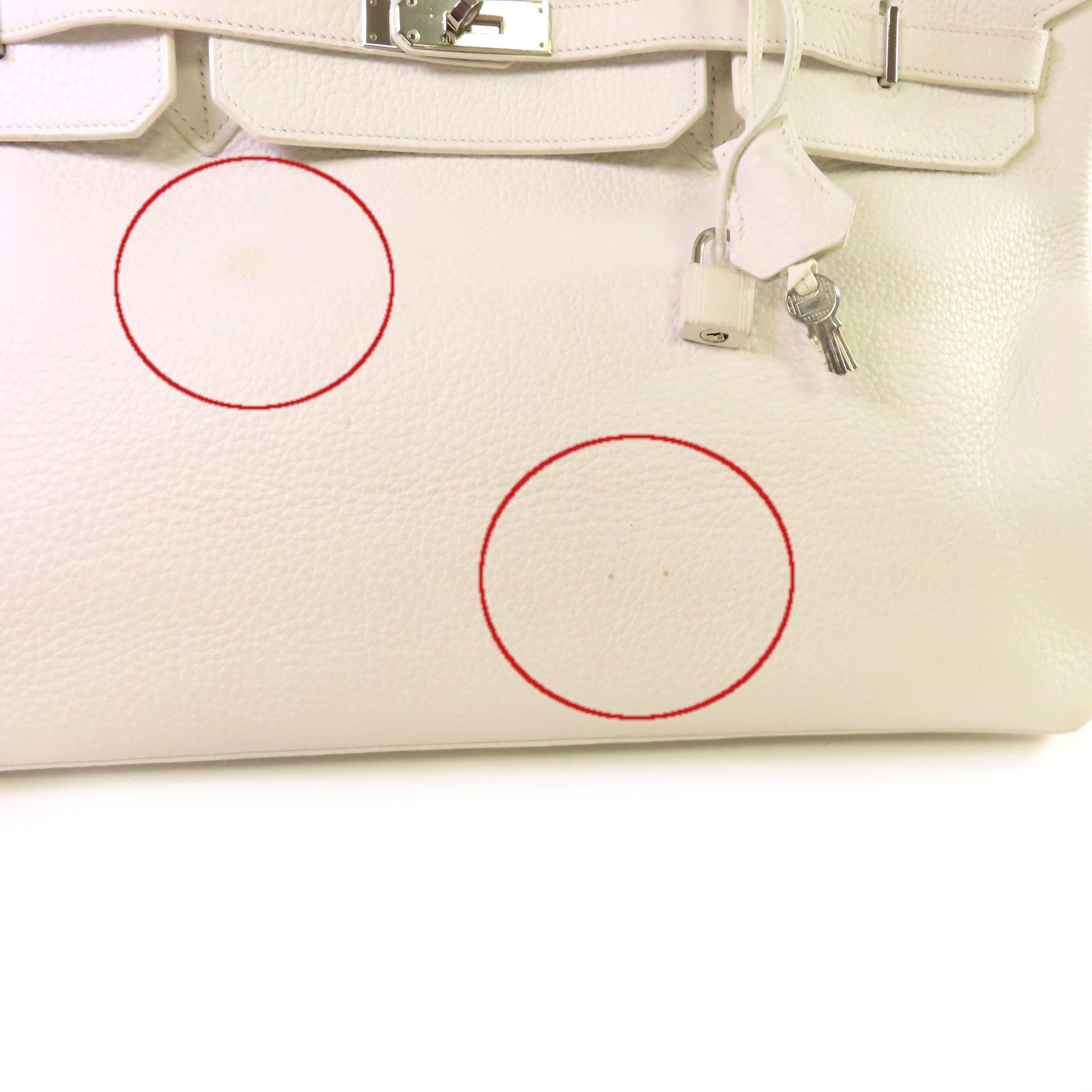 HERMES Clemence皮革Shoulder Birkin 45 Shoulder Bag銀扣肩背袋白色