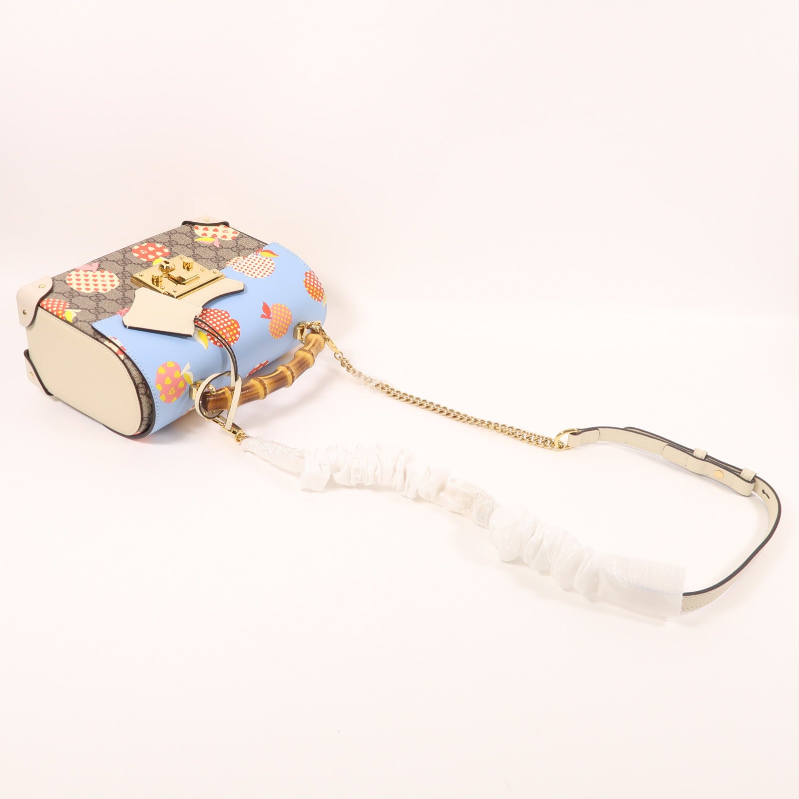 GUCCI 塗層帆布/皮革Padlock金扣手挽肩背兩用袋