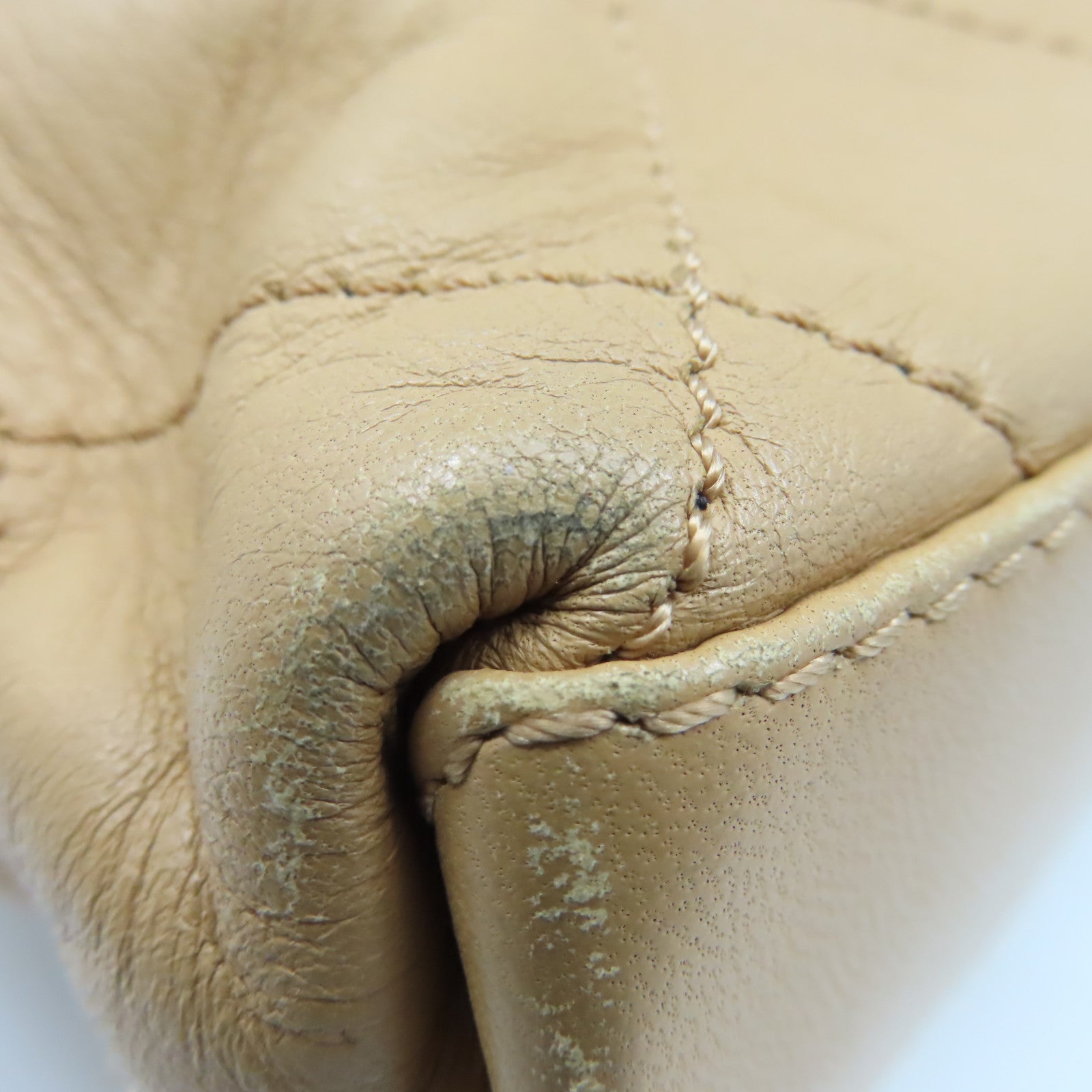 CHANEL 【激減優惠】菱格牛皮皮革Handbag金扣手挽袋淺啡色
