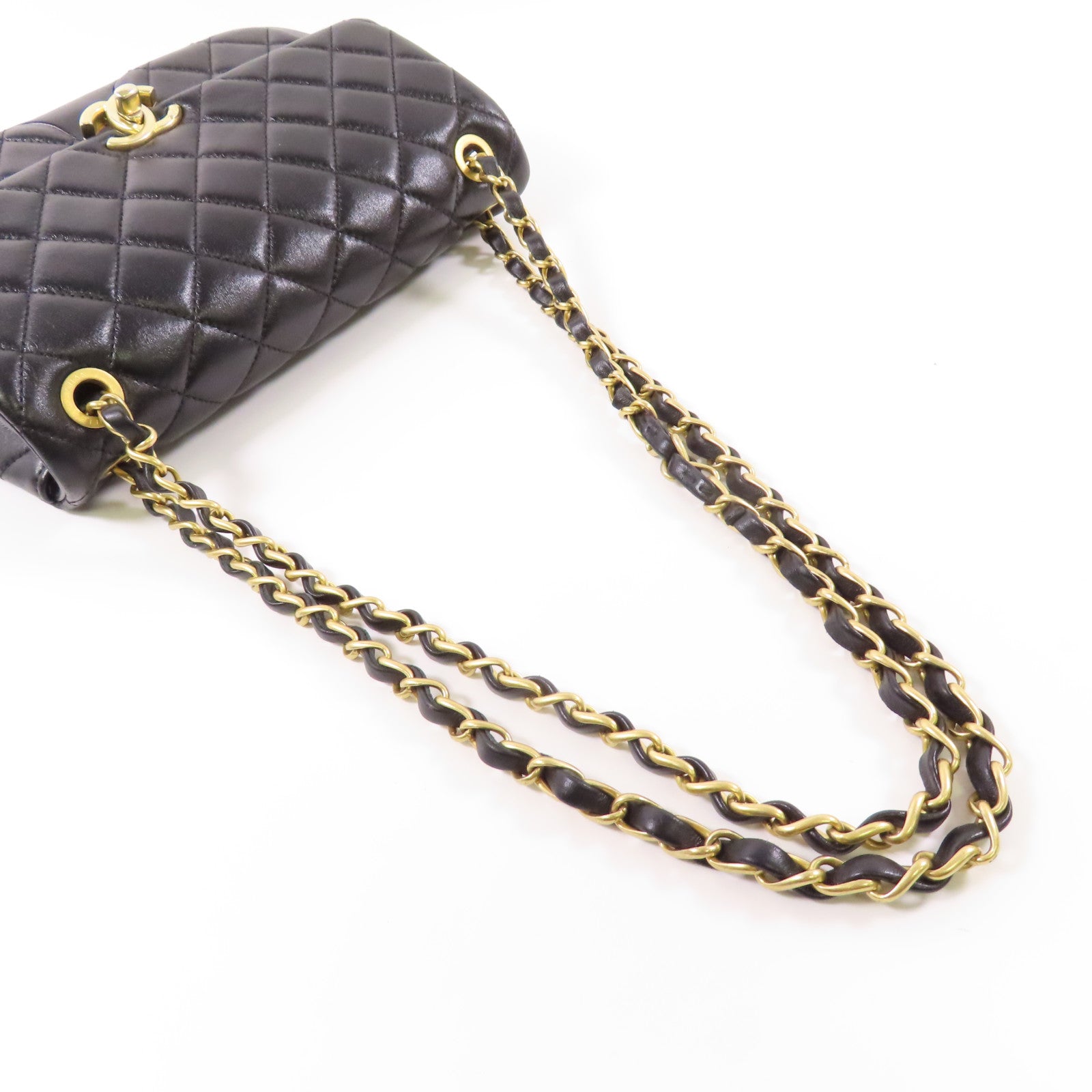 CHANEL 牛皮皮革Chain Shoulder金扣鏈帶肩背袋