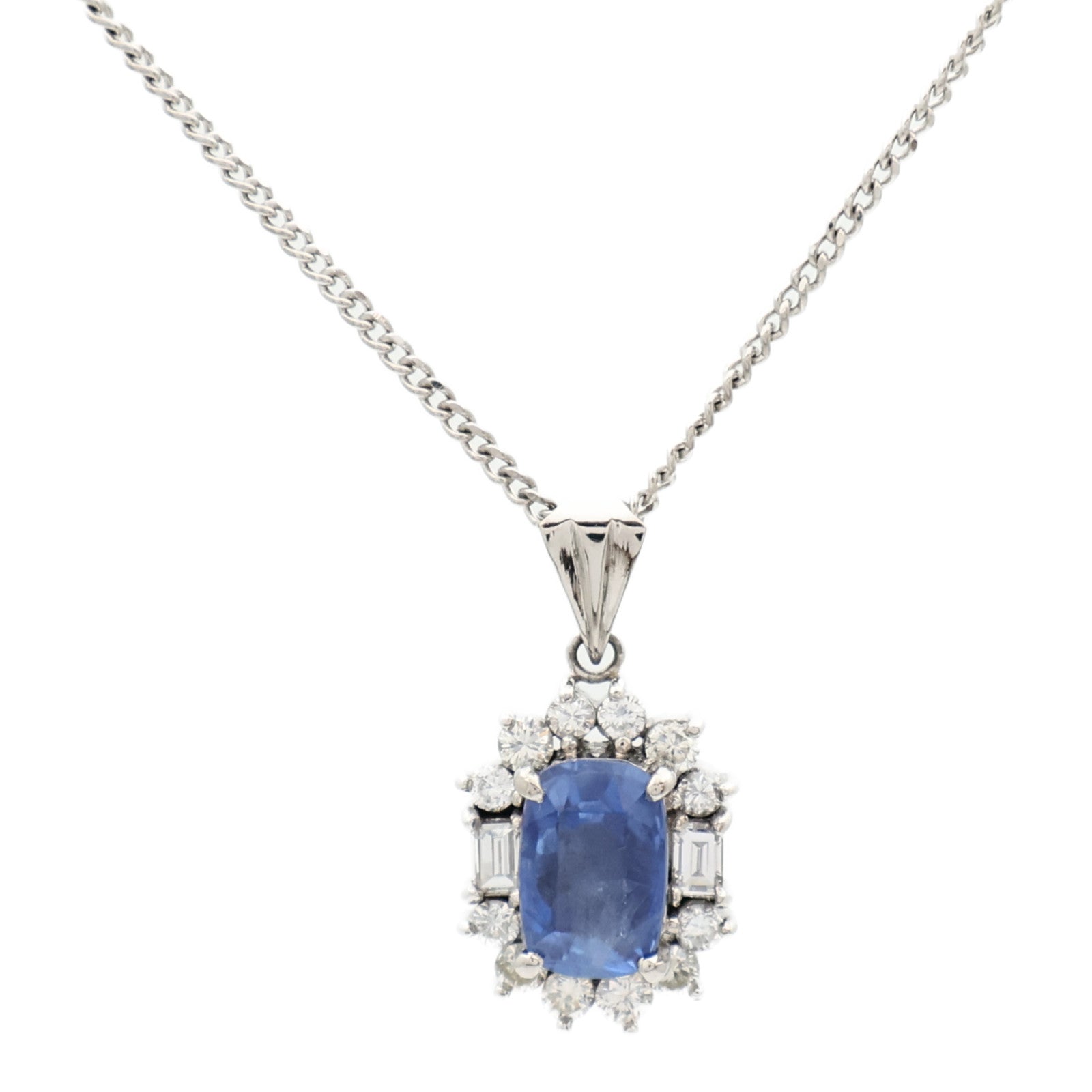 JEWELRY PT900/PT850鉑金Sapphire Necklace藍寶石鑽石項鍊