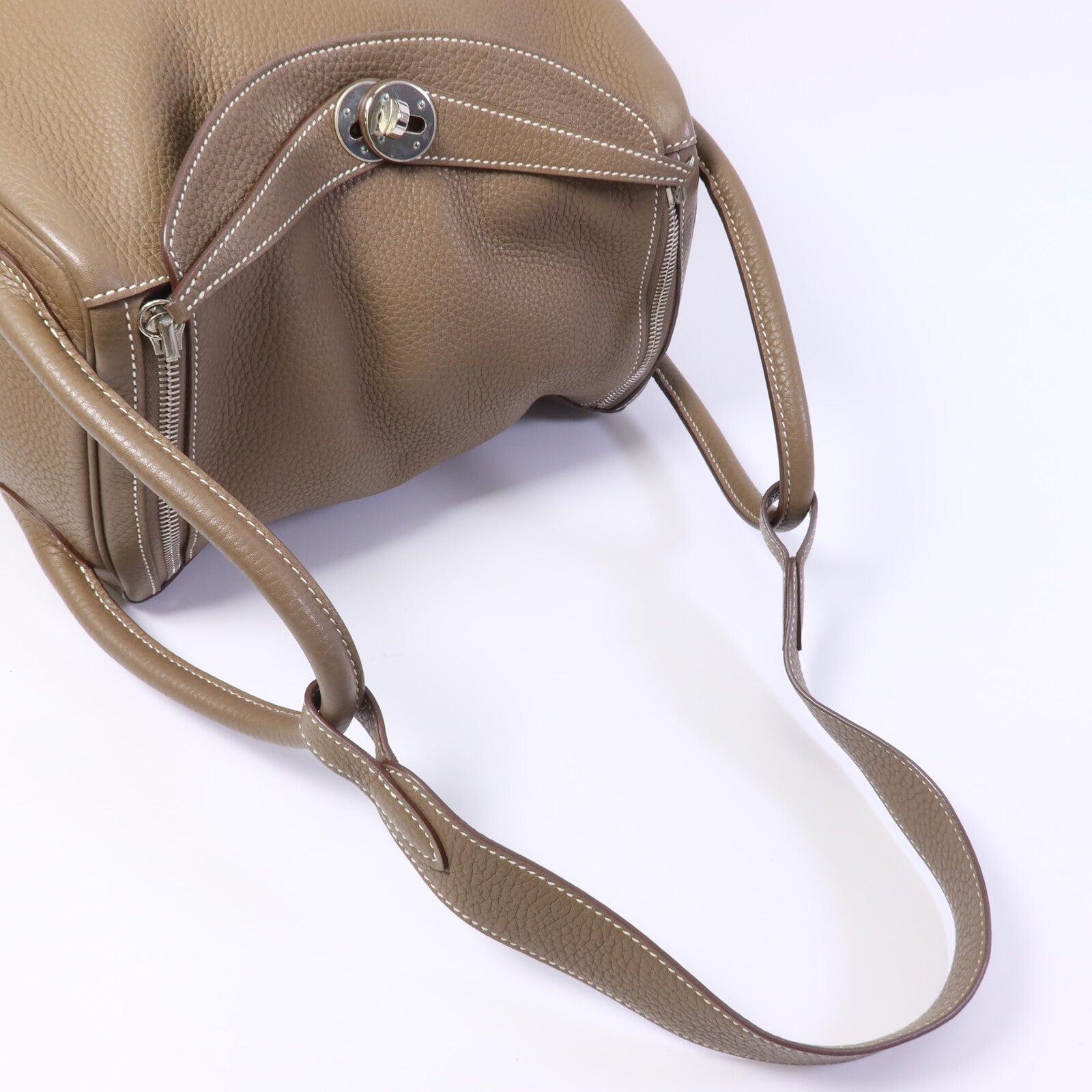 HERMES Clemence皮革Lindy 30手挽肩背兩用袋Etoupe