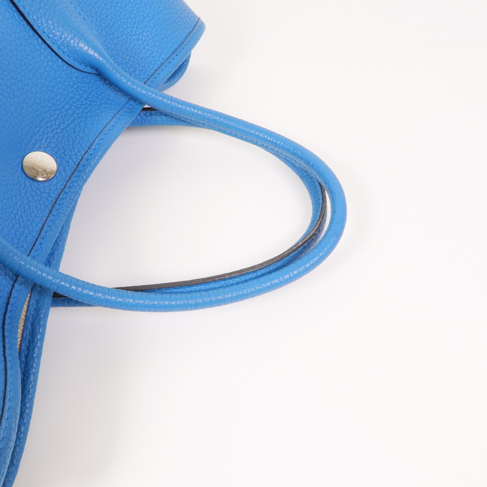 HERMES Clemence皮革Garden Party TPM銀扣手挽袋Turquoise