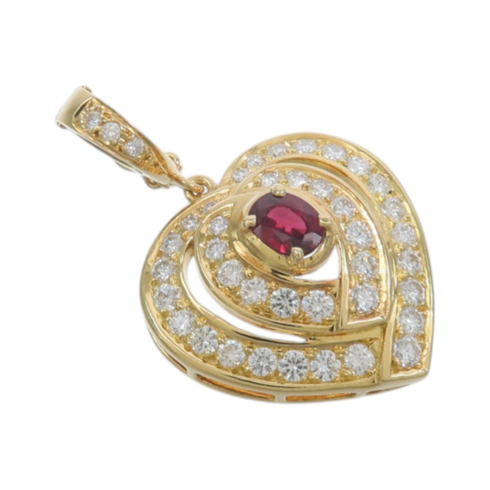 JEWELRY 18K黃金Ruby Diamond Pendant紅寶石/鑽石吊墜