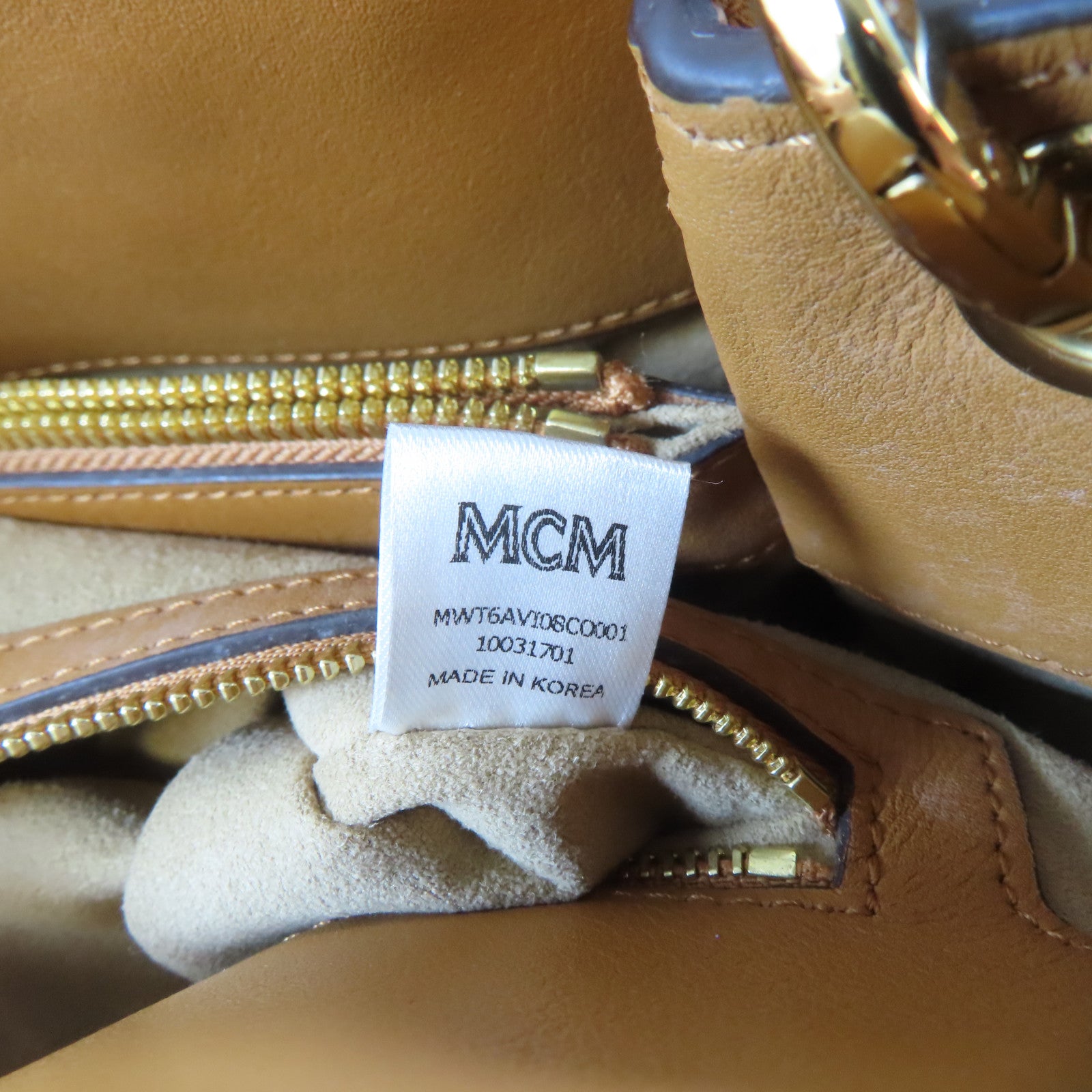 MCM 皮革2 Way Shoulder Bag金扣手挽肩背兩用袋啡色