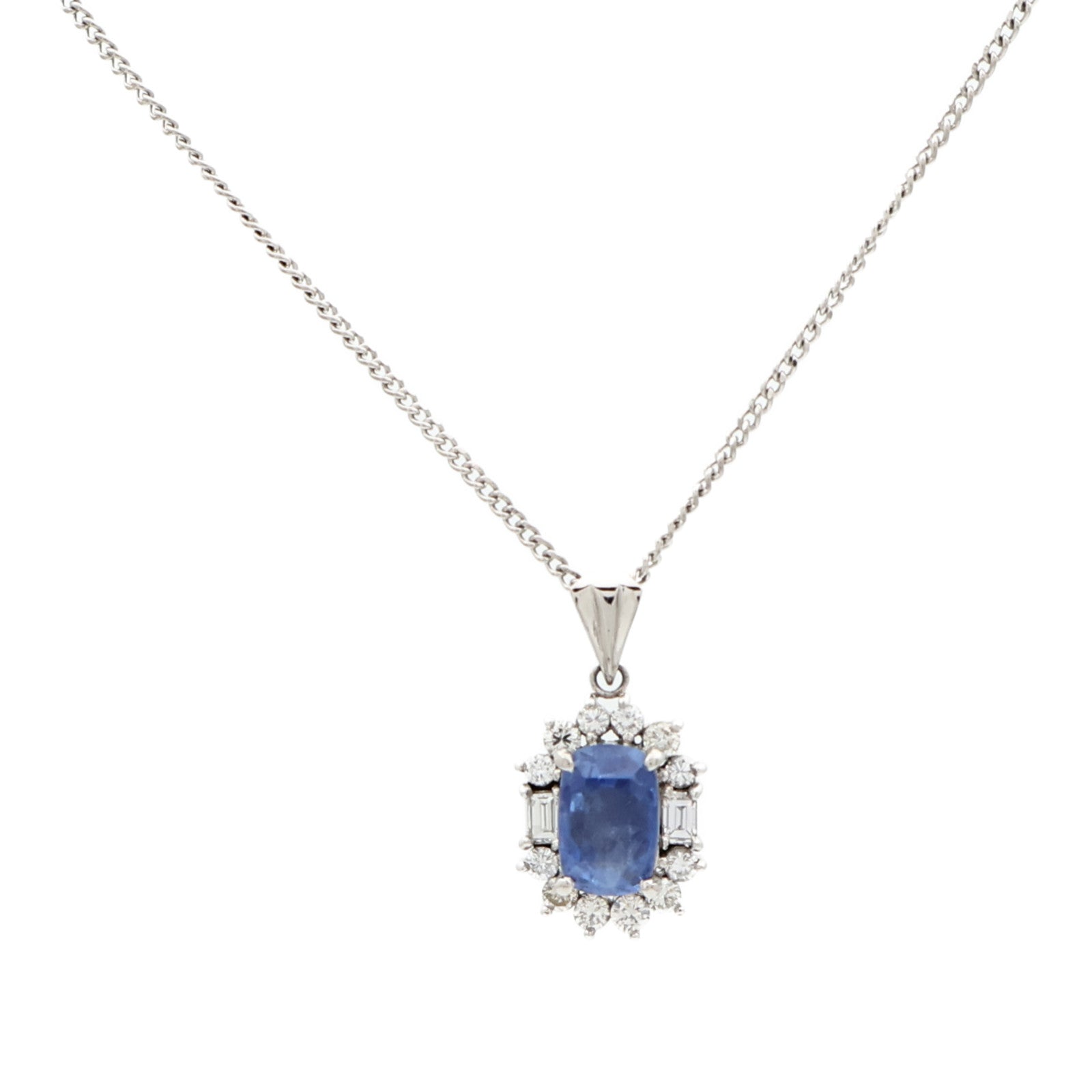 JEWELRY PT900/PT850鉑金Sapphire Necklace藍寶石鑽石項鍊