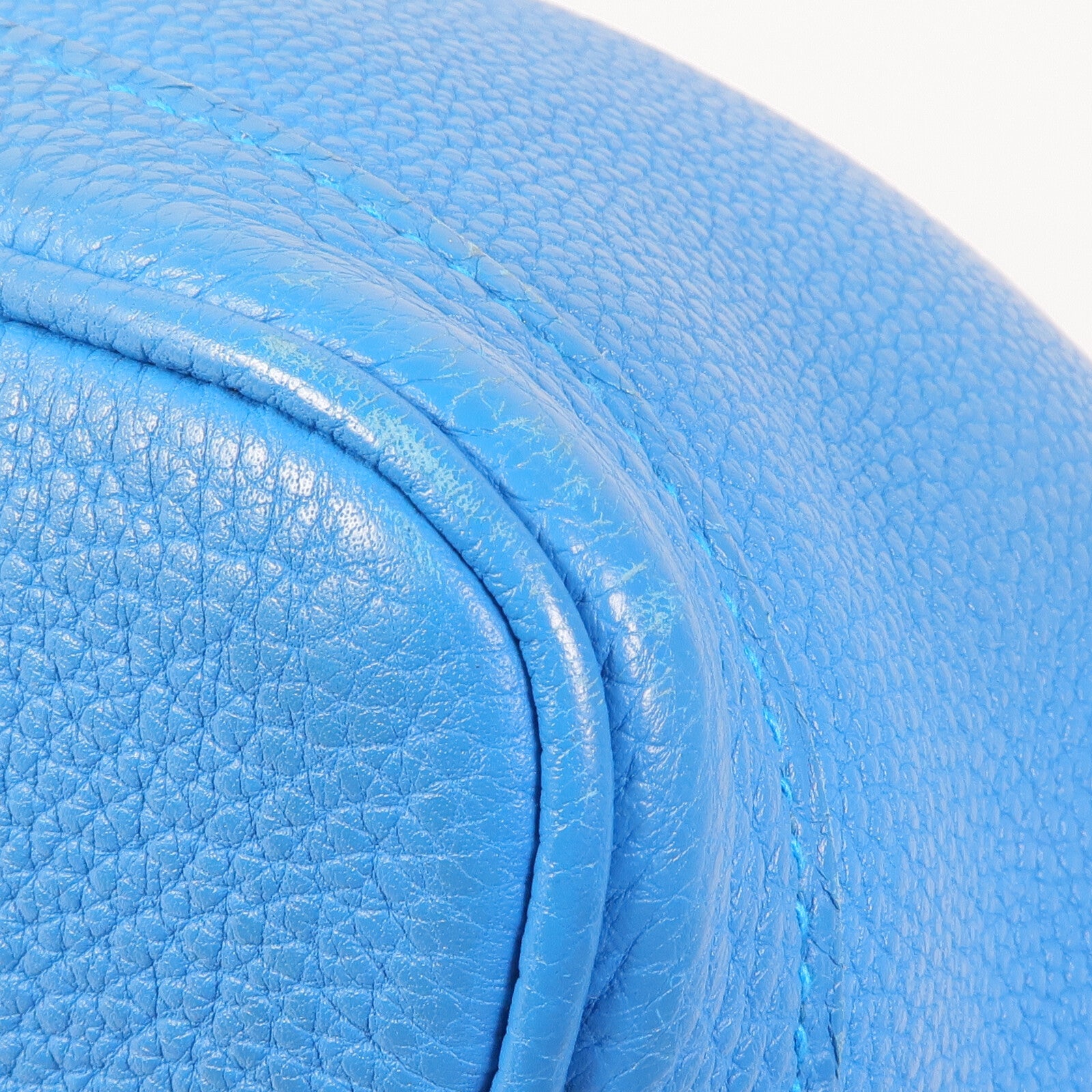 HERMES Clemence皮革Garden Party TPM銀扣手挽袋Turquoise