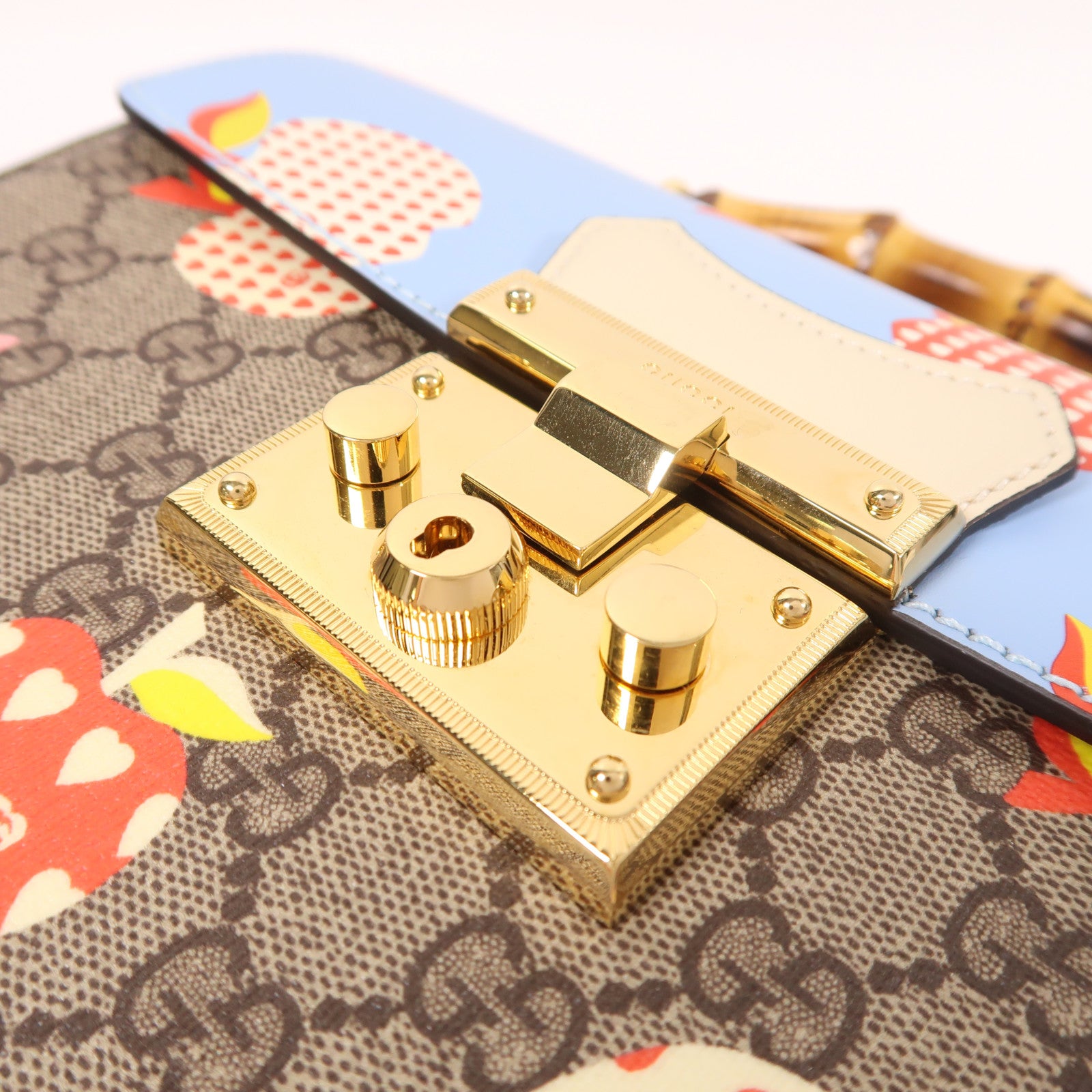 GUCCI 塗層帆布/皮革Padlock金扣手挽肩背兩用袋