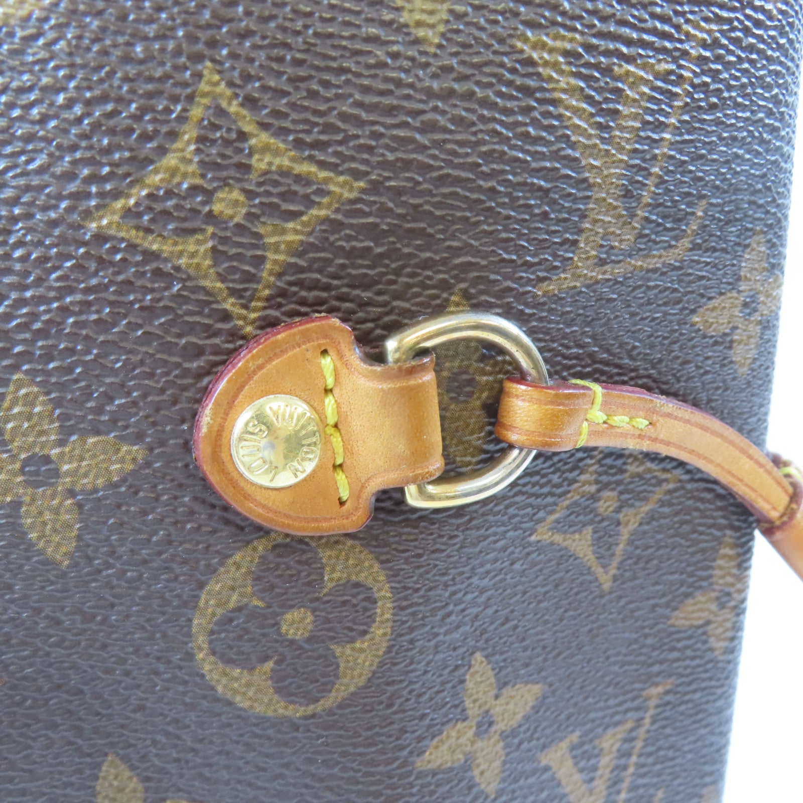 LOUIS VUITTON Monogram Neverfull MM金扣手挽袋啡色