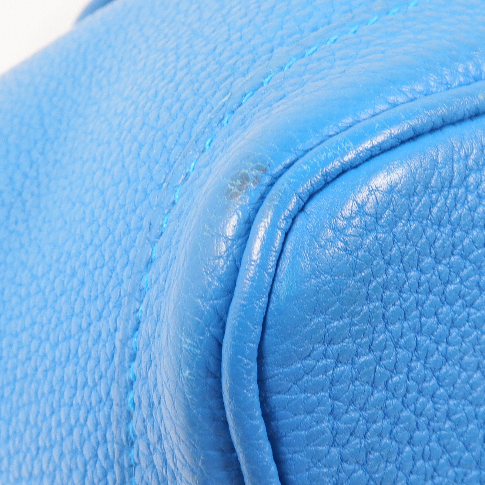 HERMES Clemence皮革Garden Party TPM銀扣手挽袋Turquoise