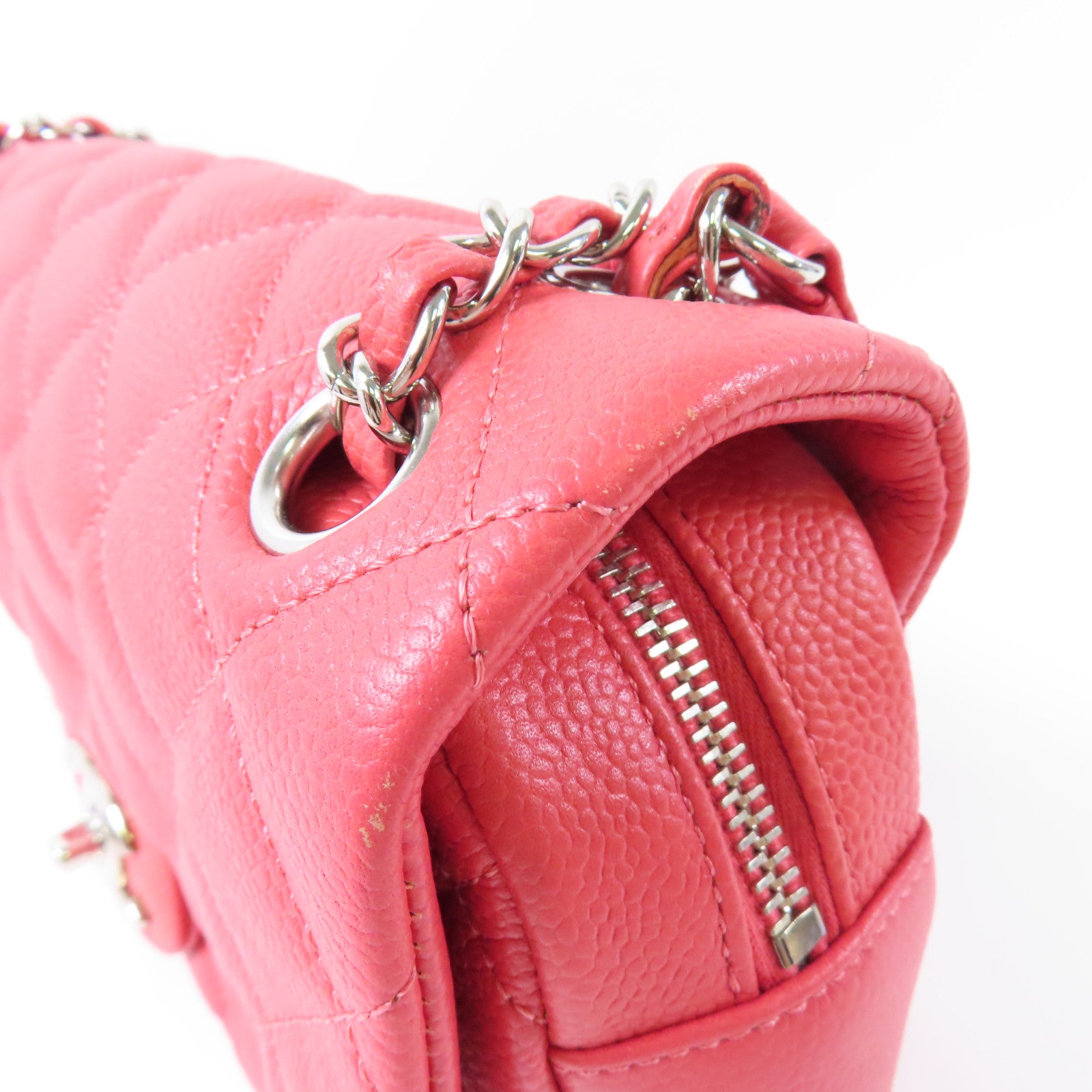 CHANEL CC SHW Chain Shoulder Bag Calfskin Leather Pink