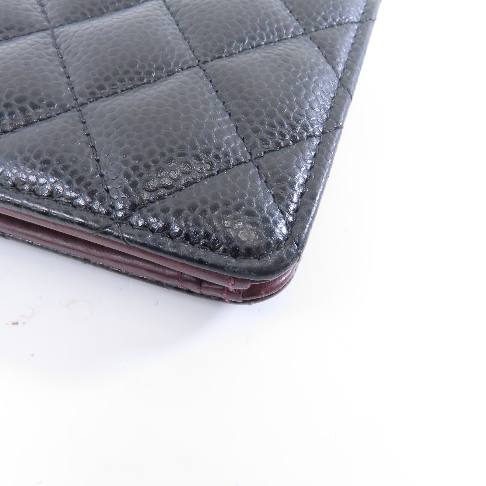 CHANEL 菱格Caviar皮革Long Wallet金扣長錢包黑色