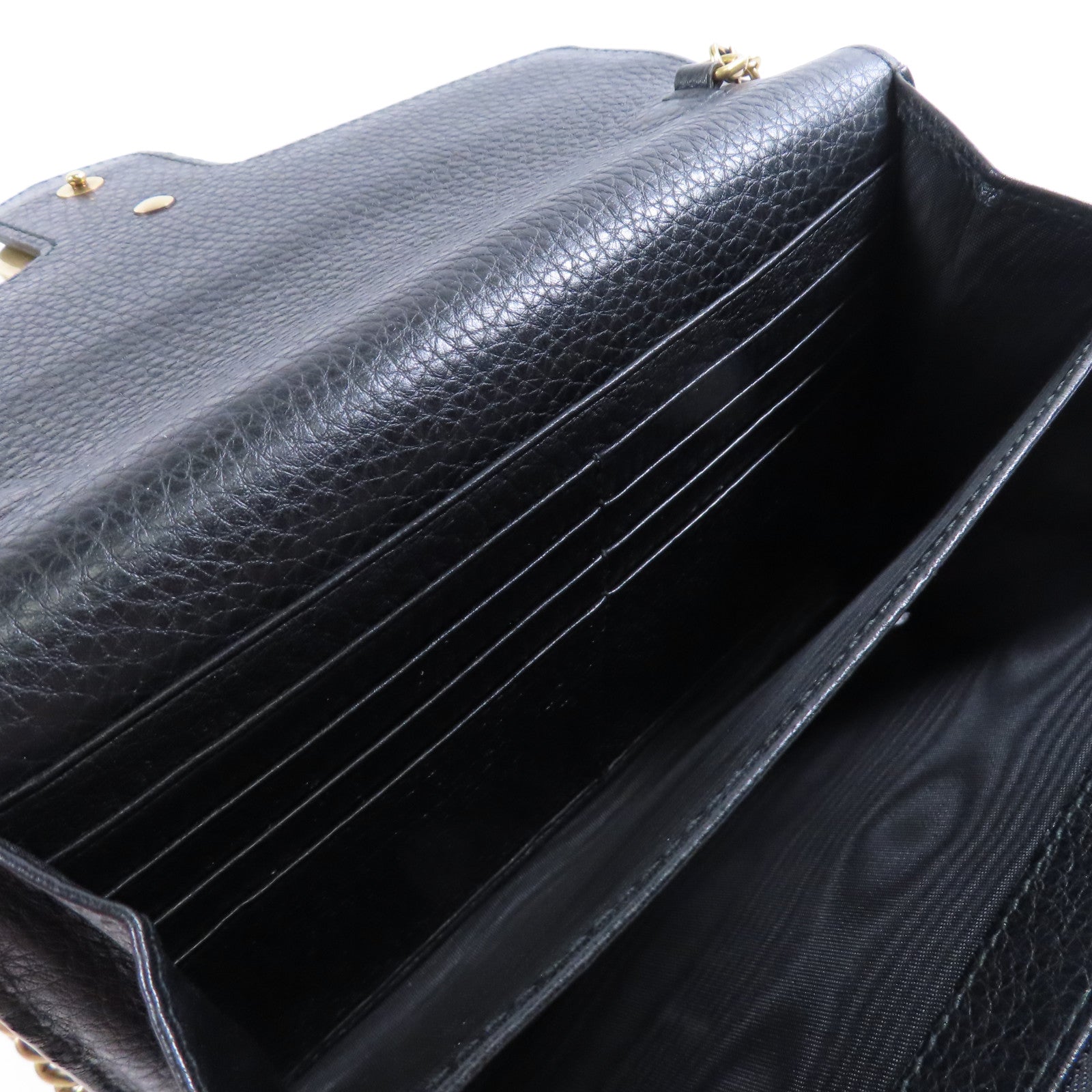 GUCCI GHW Chain Shoulder Bag Calfskin Leather 401232 Black
