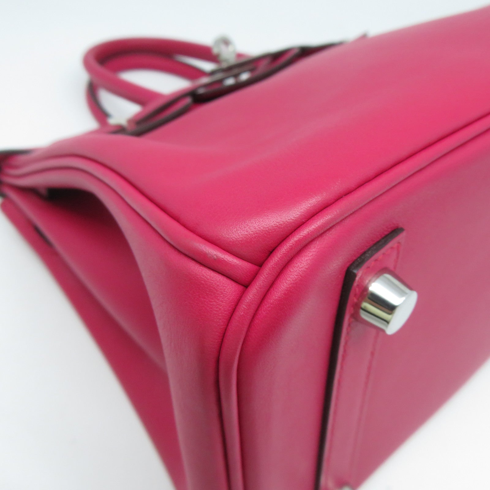 HERMES 【激減優惠】Swift皮革Birkin 25銀扣手挽袋Framboise覆盆子粉色