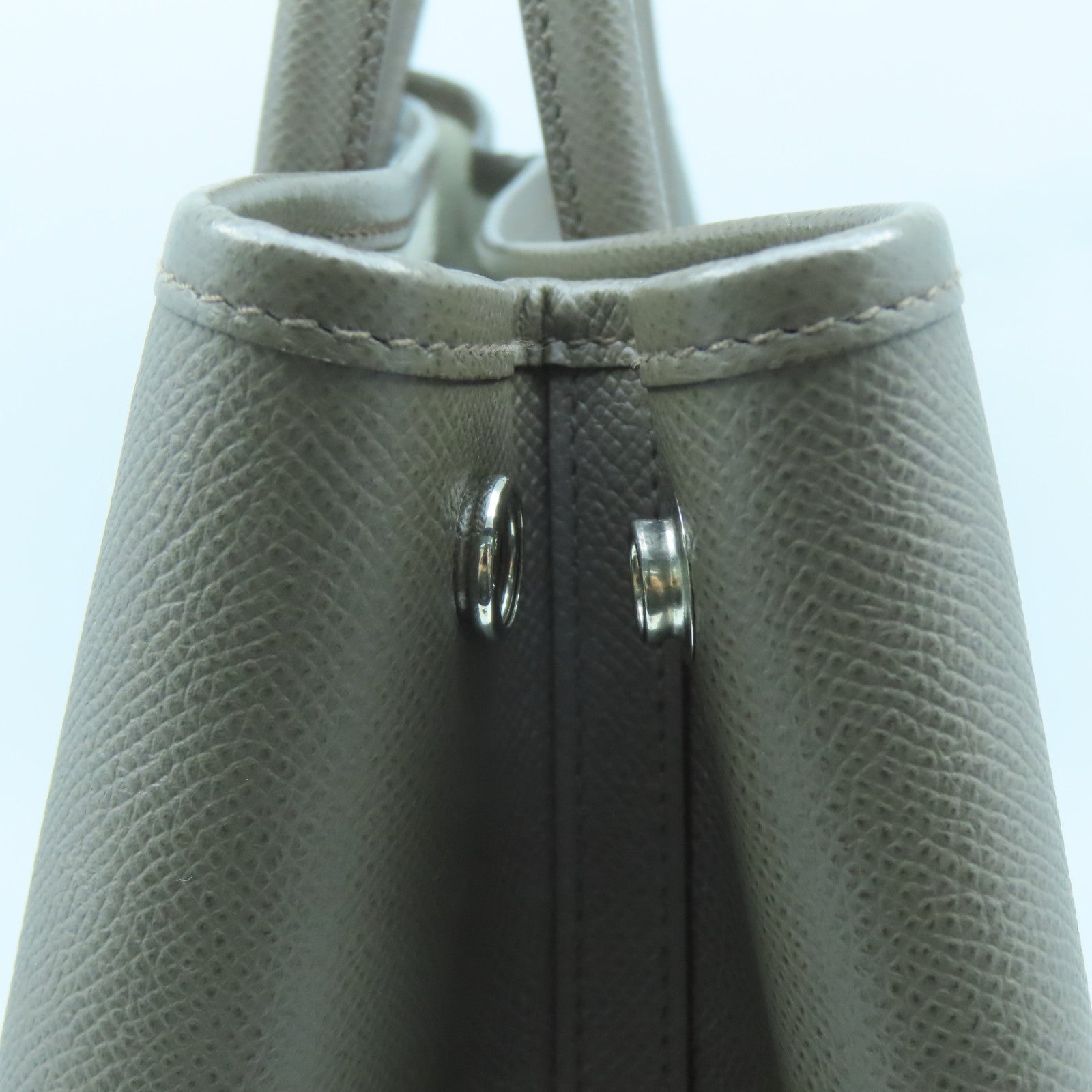 HERMES Epsom皮革Garden Party PM銀扣手挽袋Etoupe大象灰色