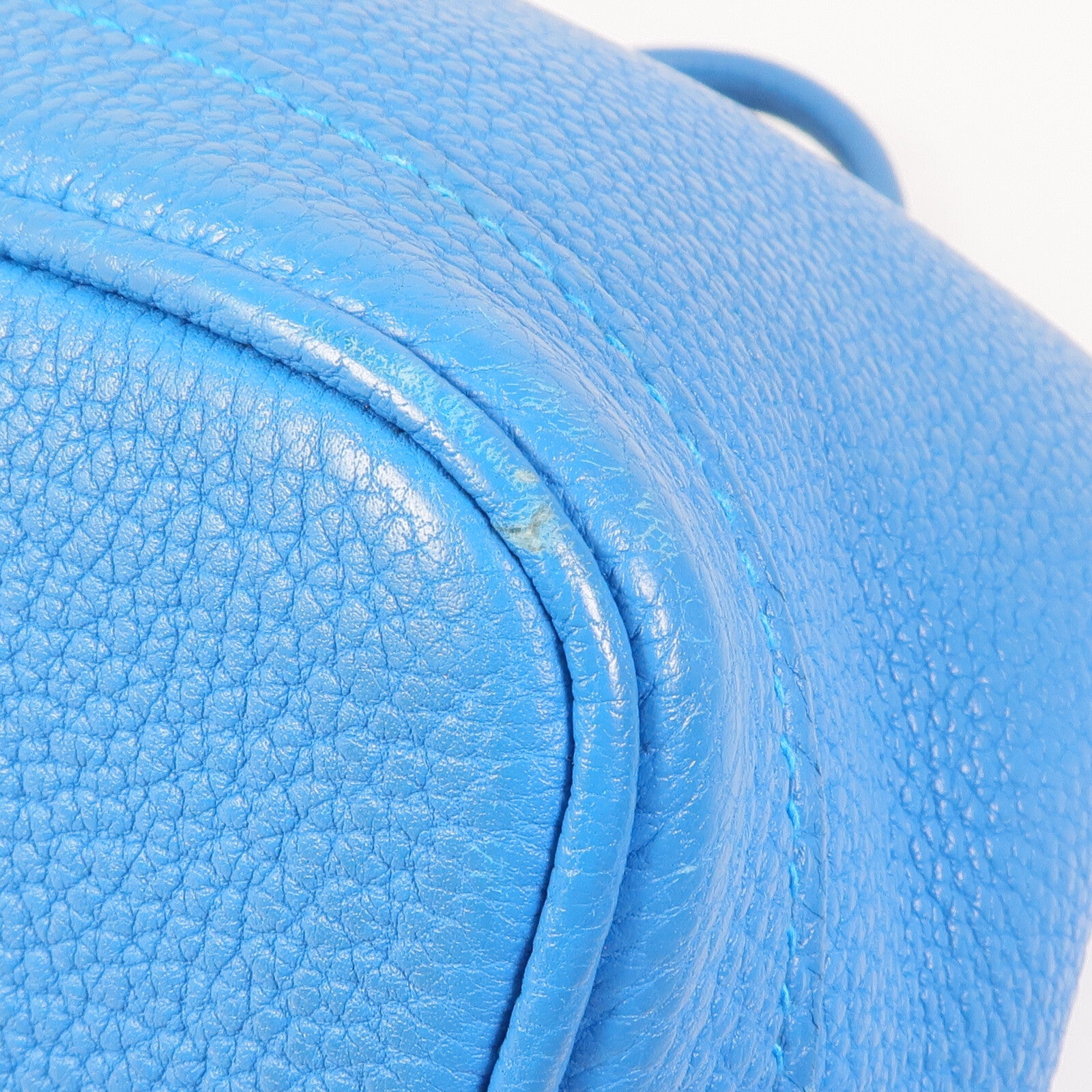 HERMES Clemence皮革Garden Party TPM銀扣手挽袋Turquoise