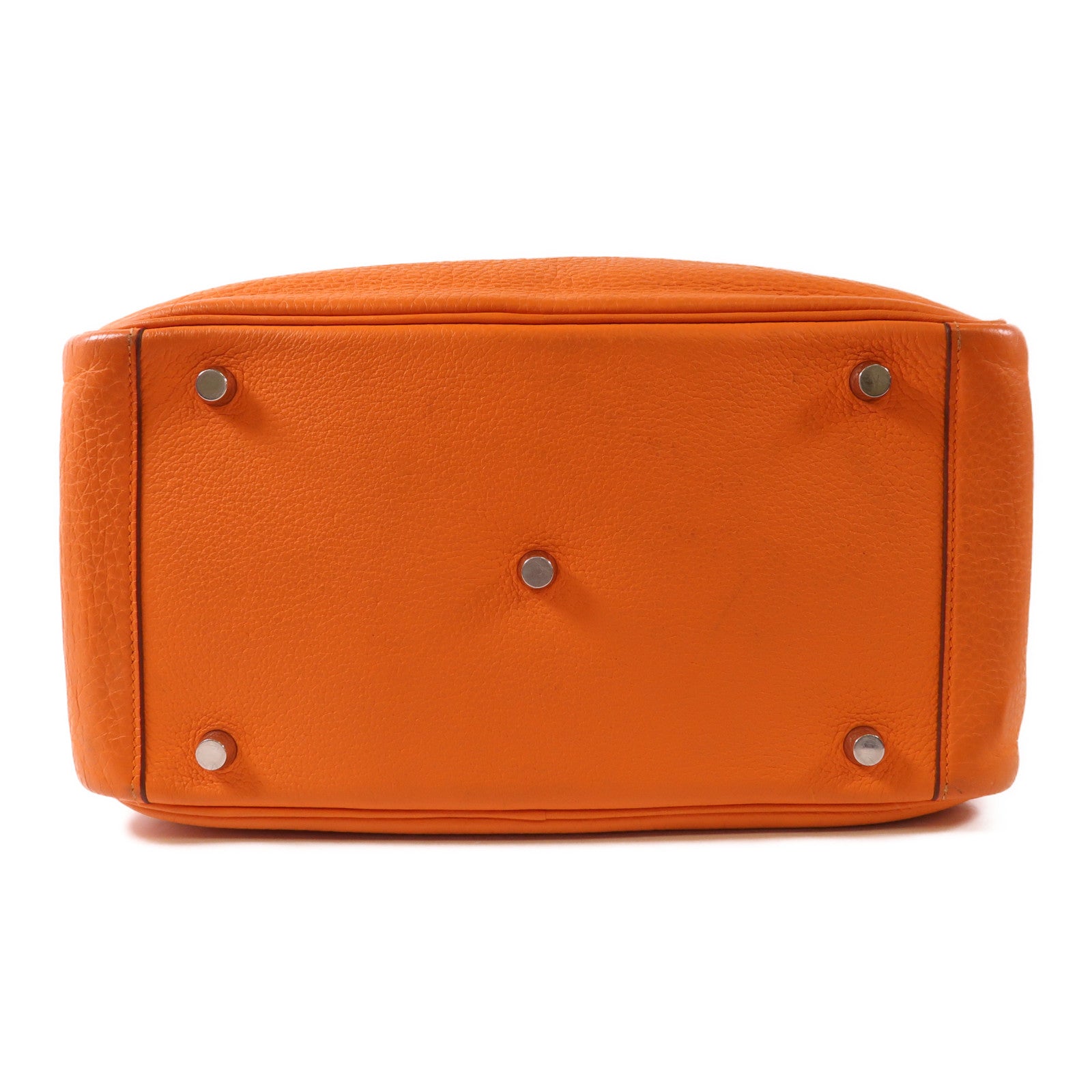 HERMES Clemence皮革Lindy 30銀扣手挽肩背兩用袋Orange