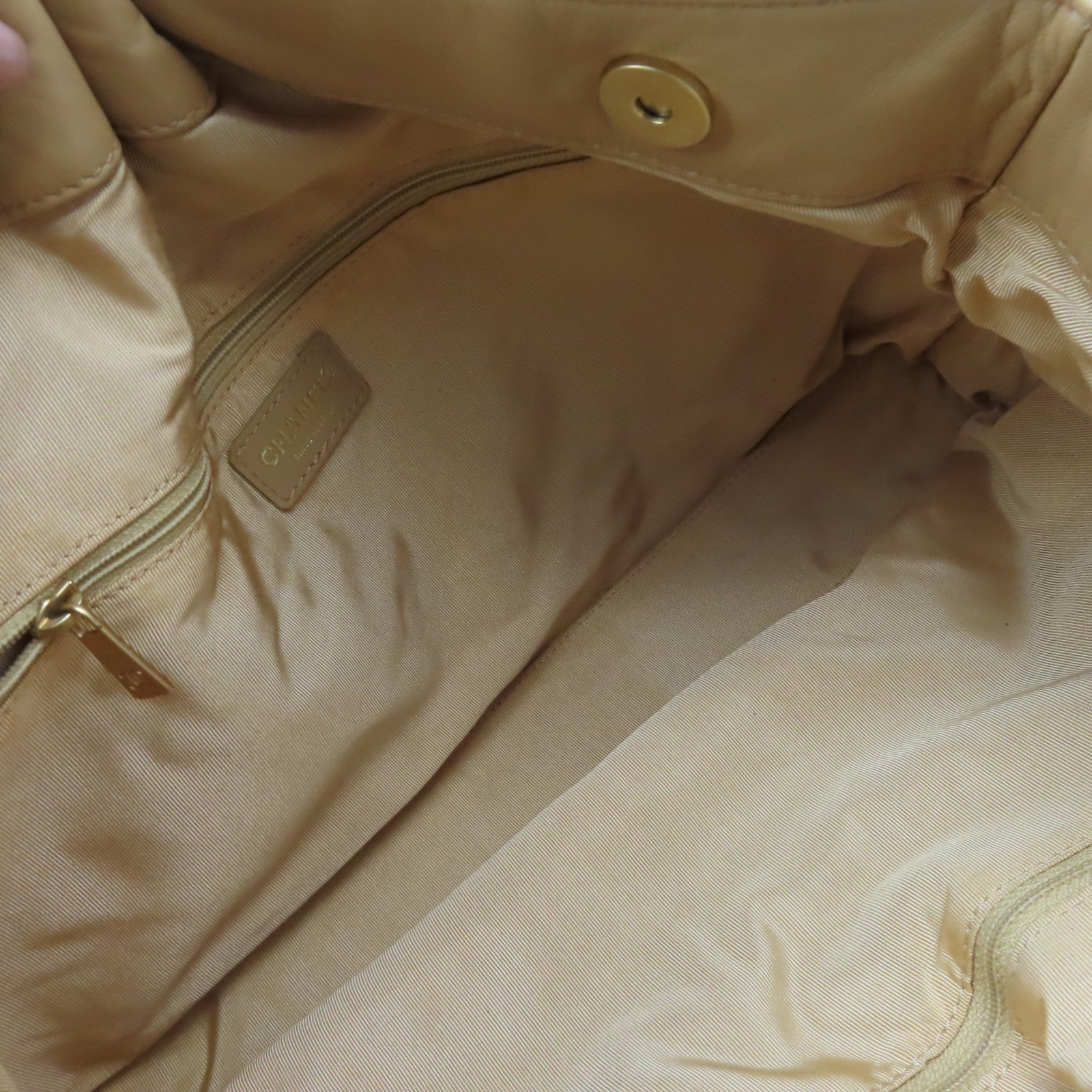 CHANEL 【激減優惠】菱格牛皮皮革Handbag金扣手挽袋淺啡色