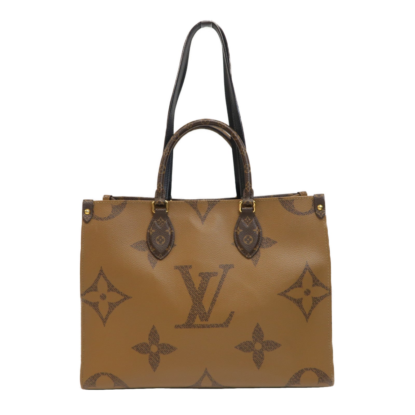 LOUIS VUITTON Monogram Giant Reverse OnTheGo MM金扣手挽肩背兩用袋啡色