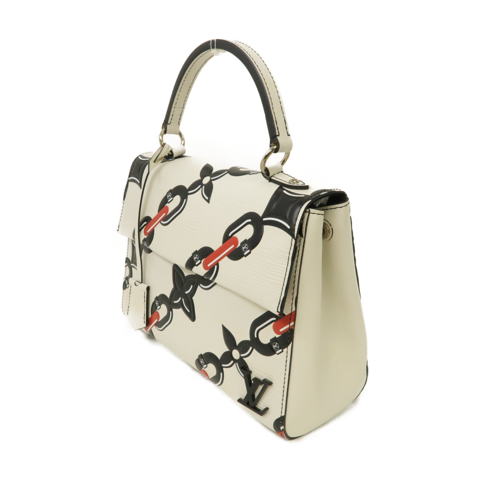 LOUIS VUITTON Epi Cluny銀扣手挽肩背兩用袋白色/黑色