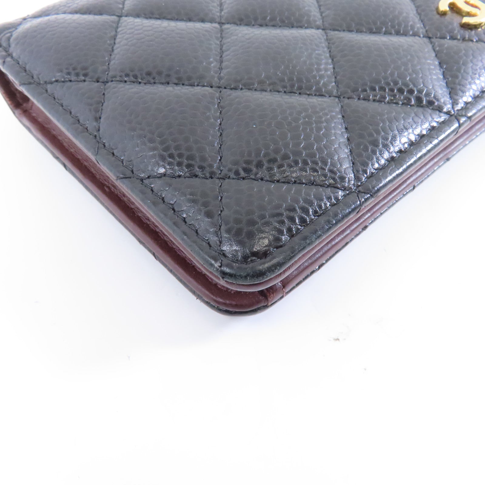 CHANEL 菱格Caviar皮革Long Wallet金扣長錢包黑色