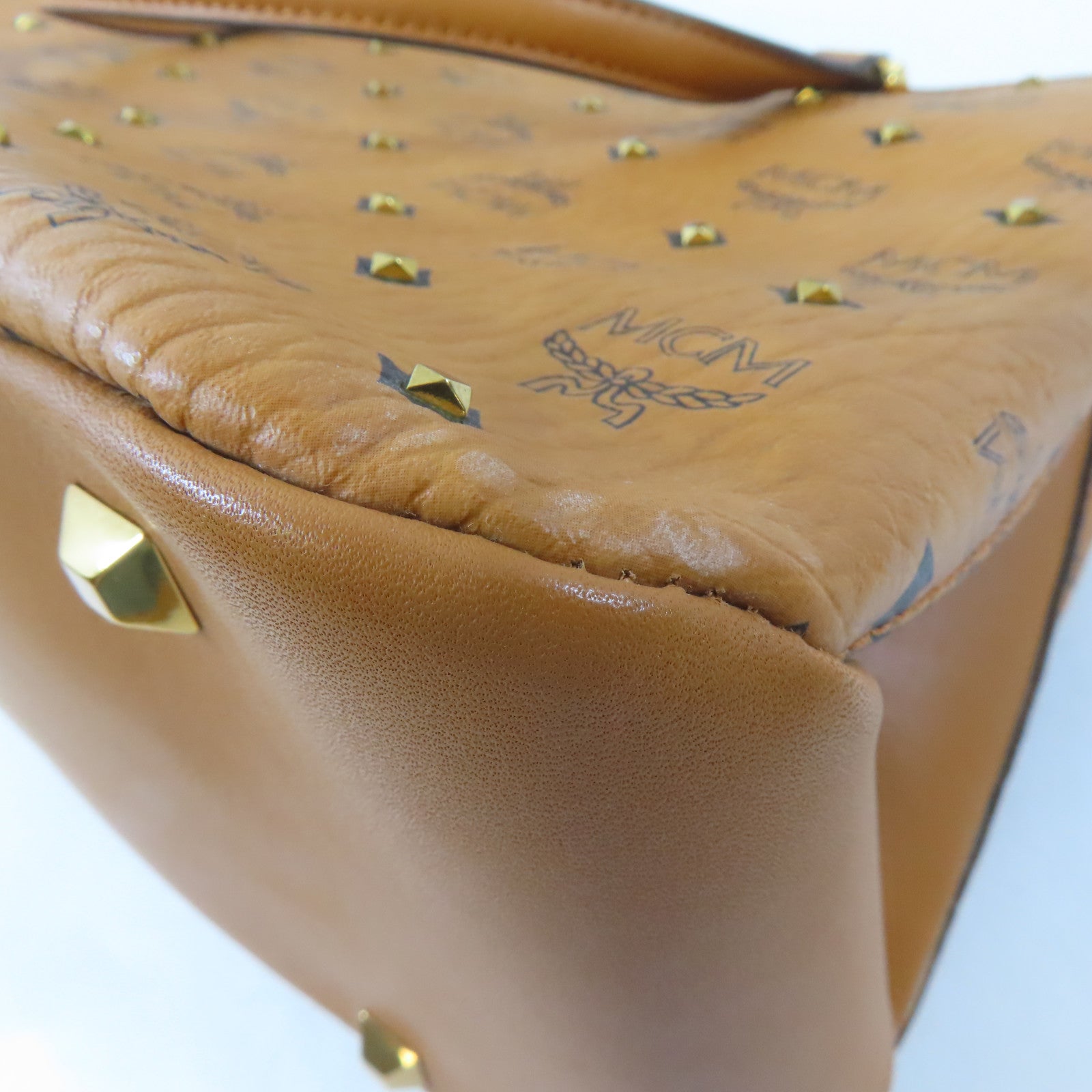 MCM 皮革2 Way Shoulder Bag金扣手挽肩背兩用袋啡色