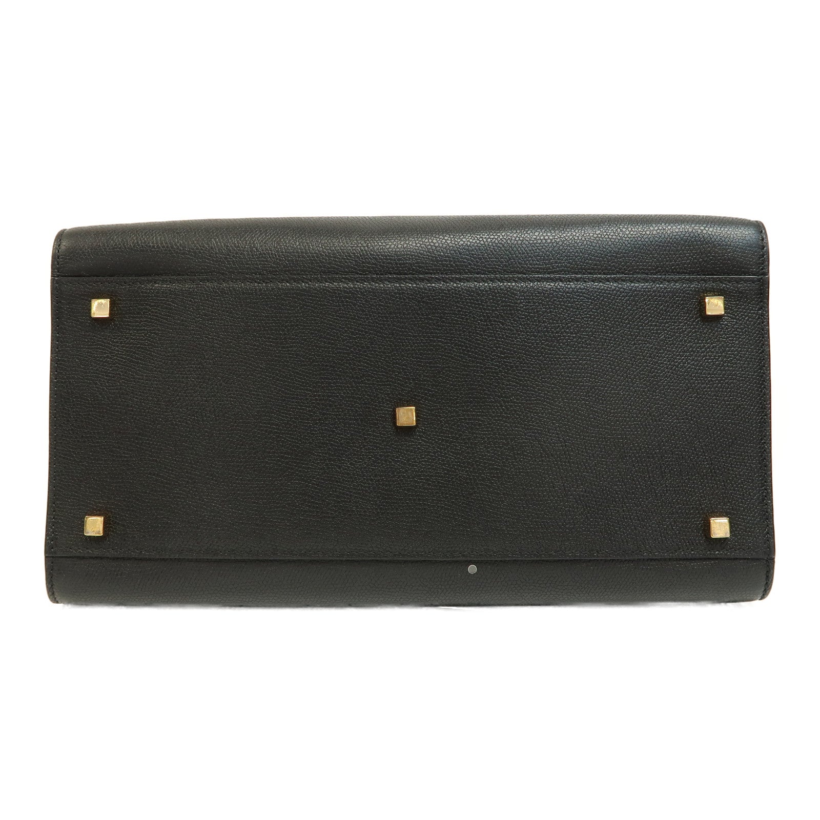 Valextra 牛皮皮革Iside Top Handle Medium Bag金扣手挽肩背兩用袋黑色