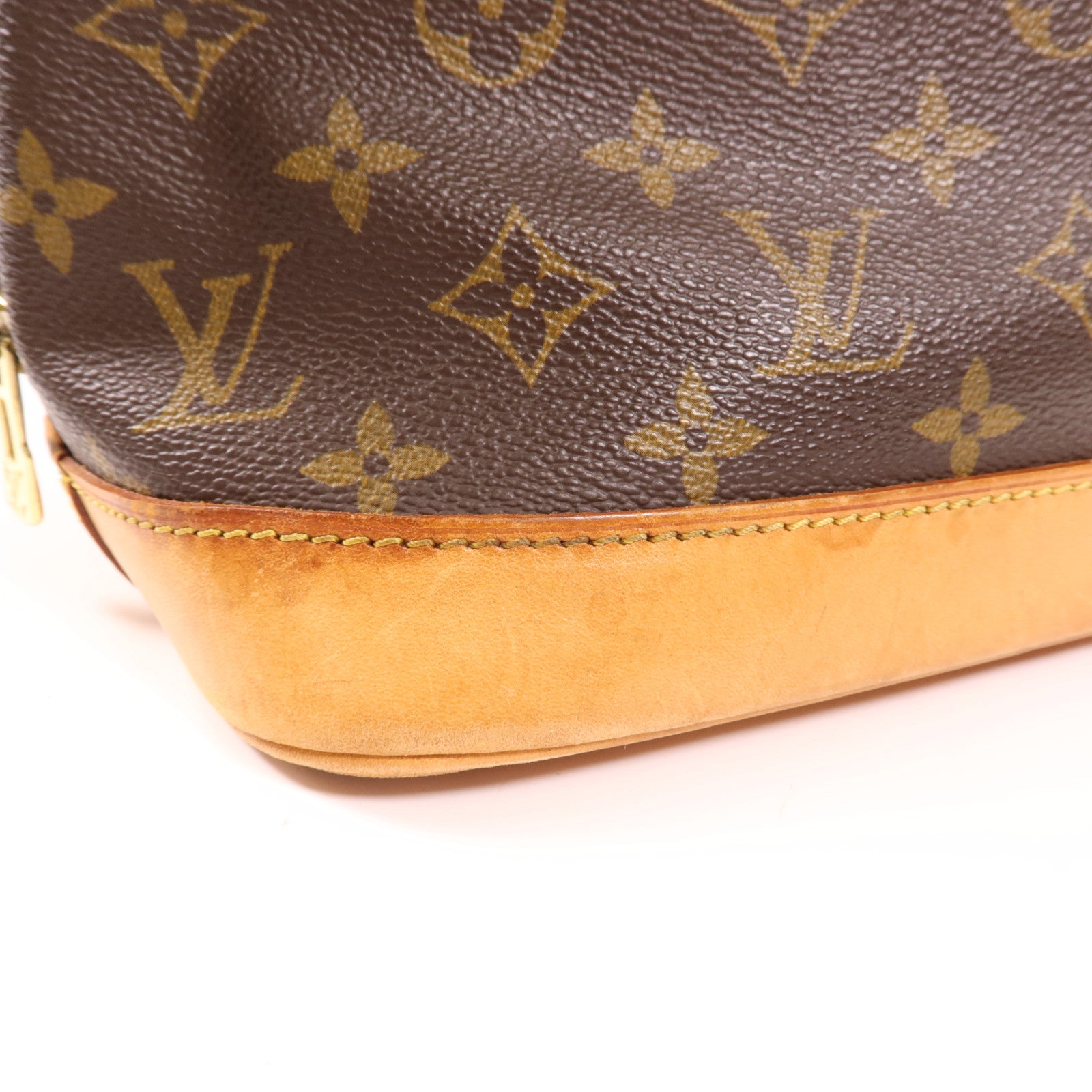 LOUIS VUITTON Monogram Alma PM金扣手挽袋棕色