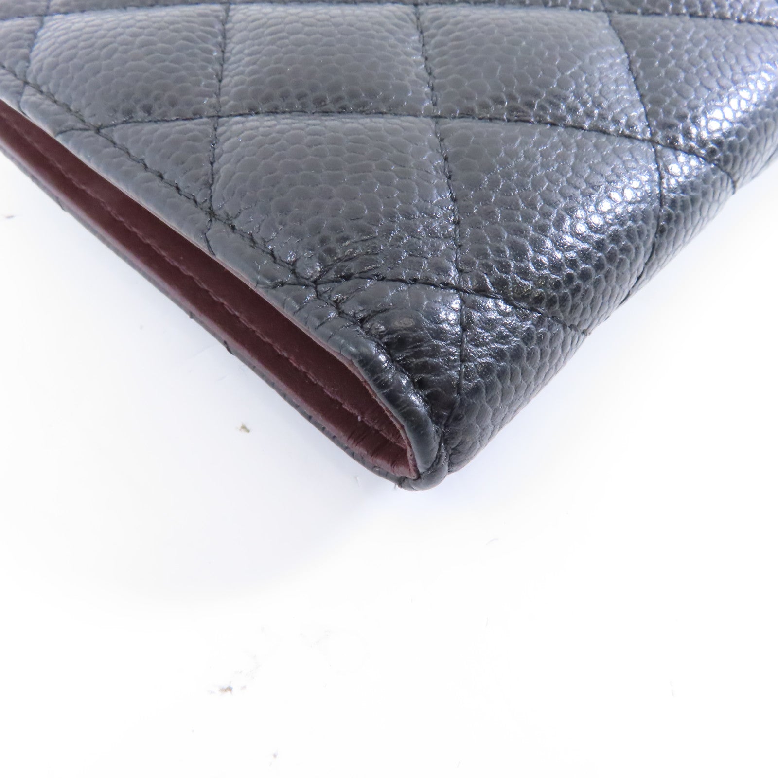 CHANEL 菱格Caviar皮革Long Wallet金扣長錢包黑色