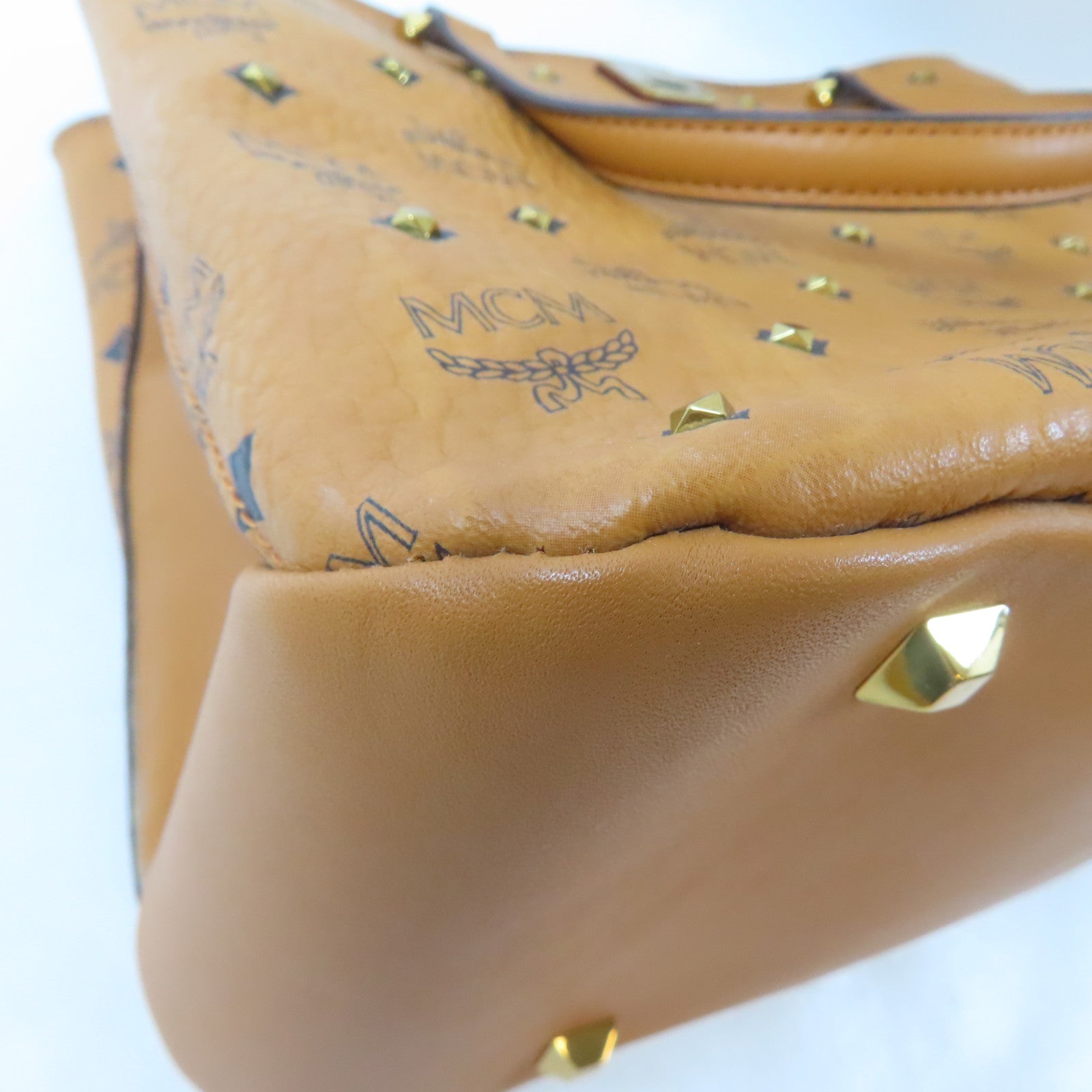 MCM 皮革2 Way Shoulder Bag金扣手挽肩背兩用袋啡色