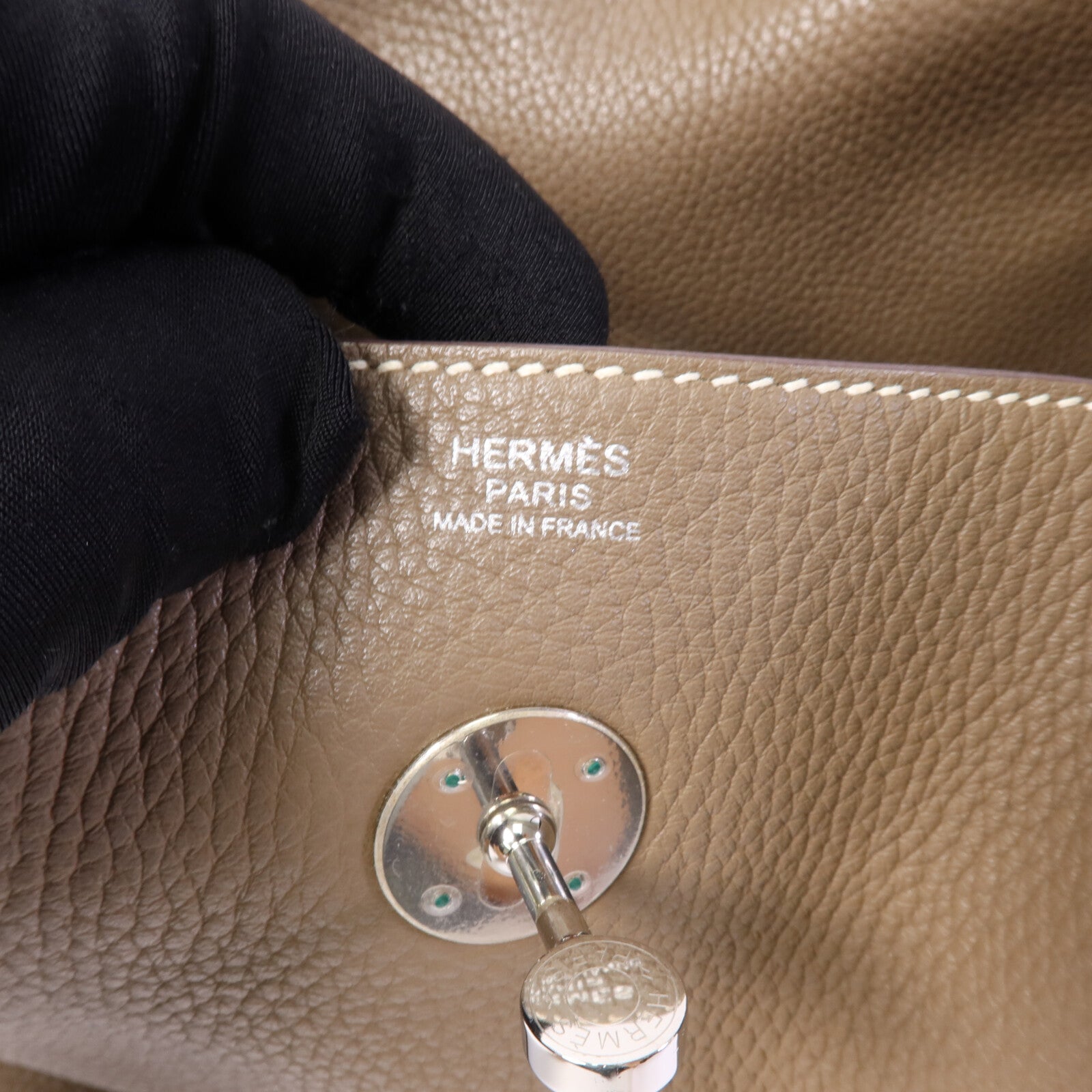 HERMES Clemence皮革Lindy 30手挽肩背兩用袋Etoupe