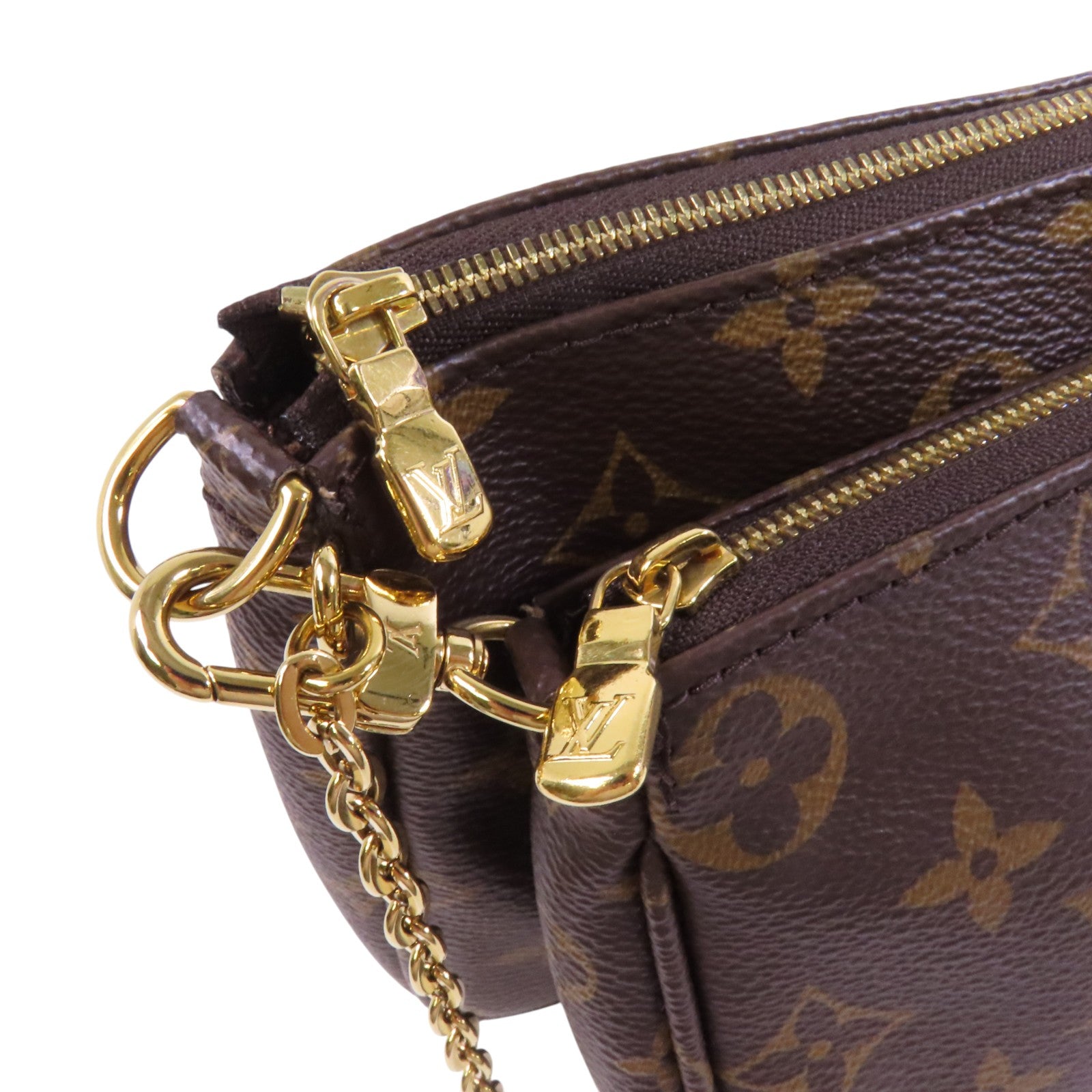 LOUIS VUITTON Monogram Mini Pochette Accessoirs金扣手挽肩背兩用袋
