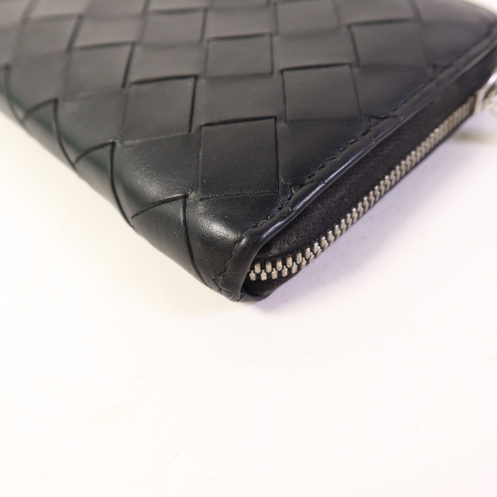 BOTTEGA VENETA 織紋皮革Long Round Wallet銀扣長錢包