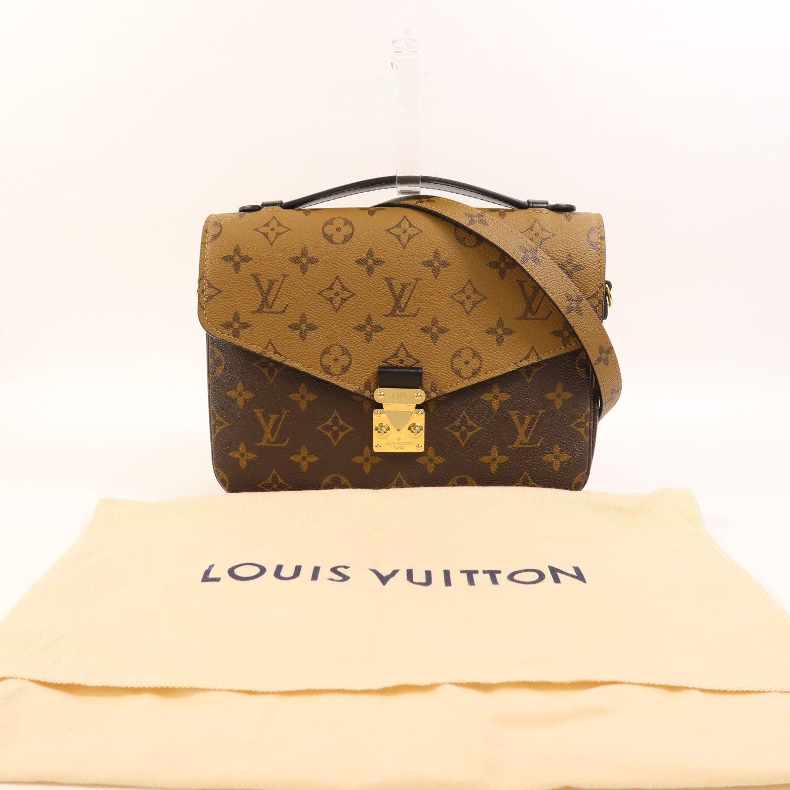 LOUIS VUITTON Monogram Reverse Pochette Metis金扣手挽肩背兩用袋