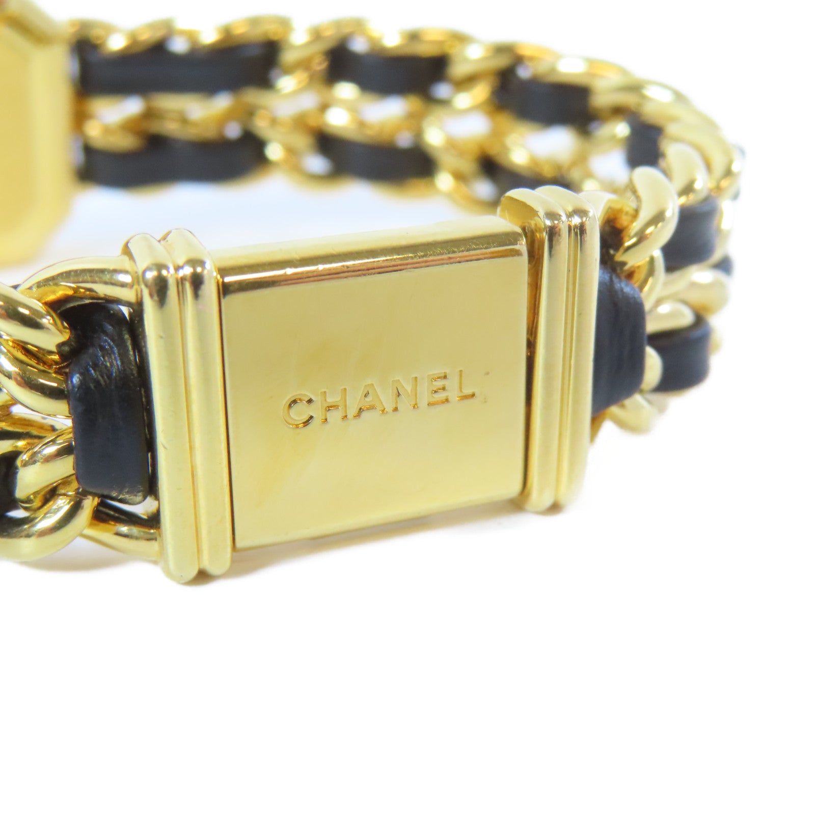 CHANEL Premiere L鍍金手錶石英機芯黑色#16.25cm