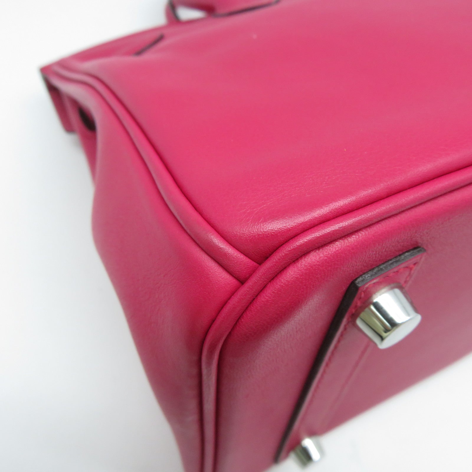 HERMES 【激減優惠】Swift皮革Birkin 25銀扣手挽袋Framboise覆盆子粉色