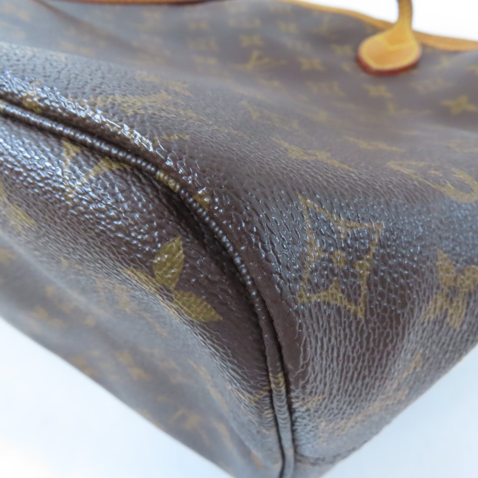 LOUIS VUITTON Monogram Neverfull MM金扣手挽袋啡色