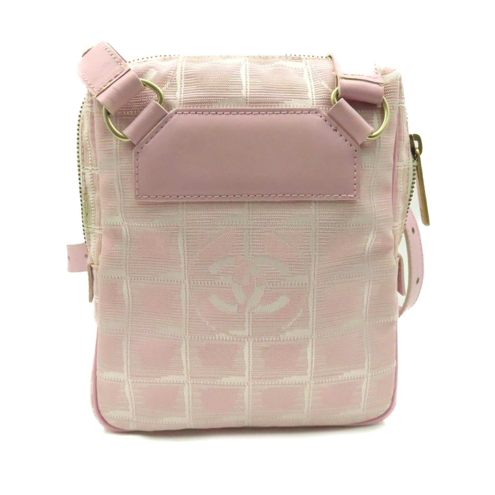 CHANEL 【清倉大減價】帆布New Travel Line Shoulder Bag金扣肩背袋粉紅色