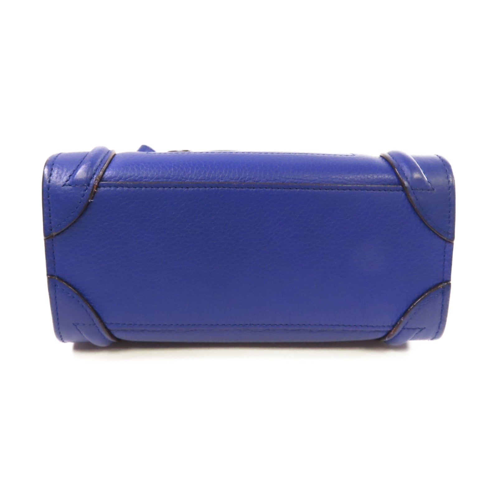 CELINE 牛皮皮革Nano Luggage 2Way Shoulder Bag金扣手挽肩背兩用袋藍色