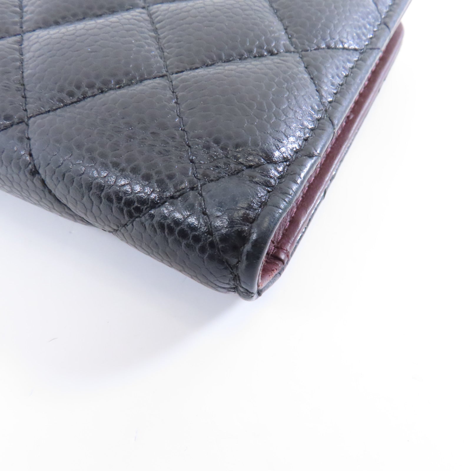 CHANEL 菱格Caviar皮革Long Wallet金扣長錢包黑色
