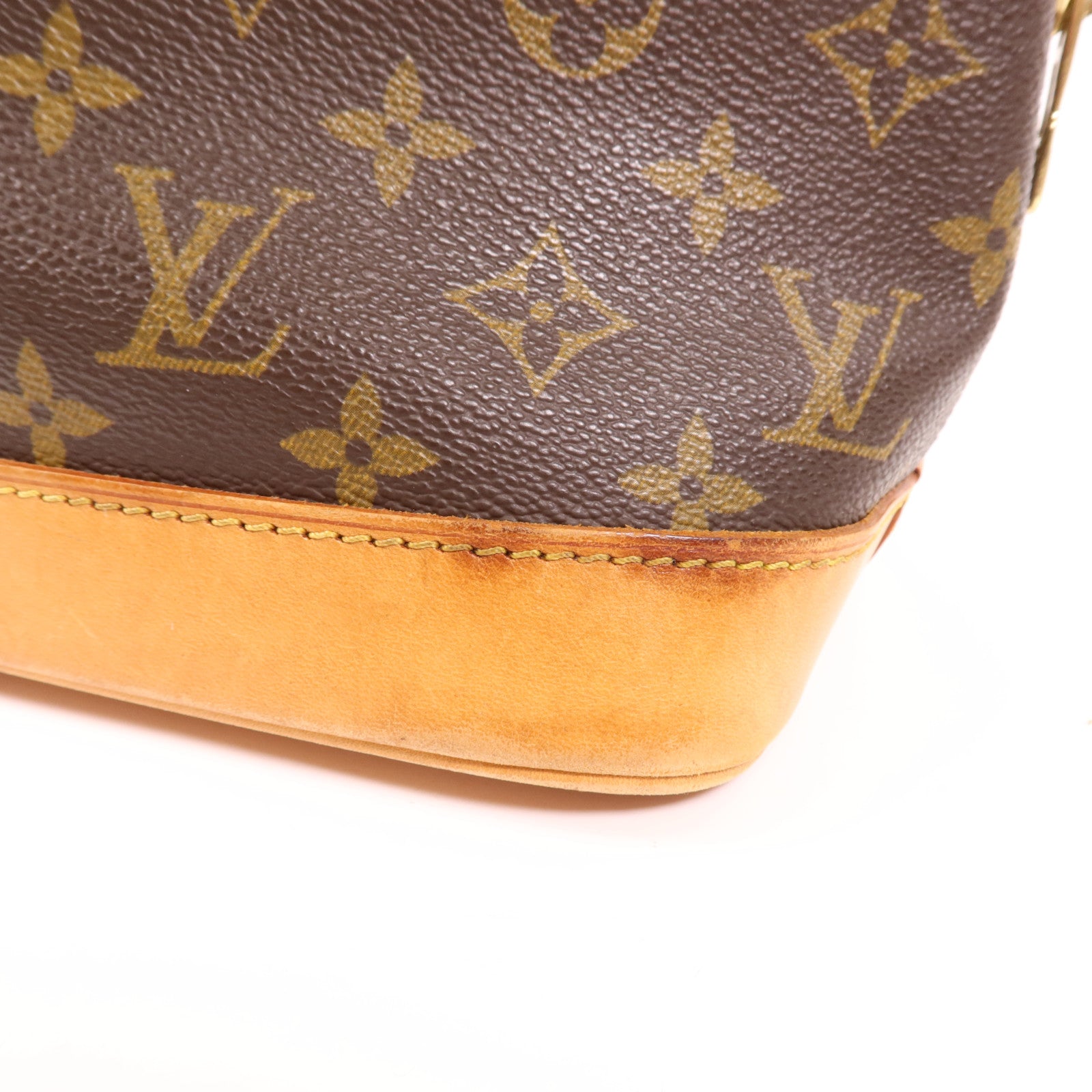 LOUIS VUITTON Monogram Alma PM金扣手挽袋棕色