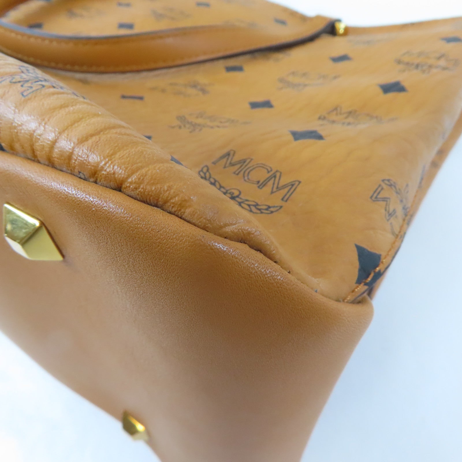 MCM 皮革2 Way Shoulder Bag金扣手挽肩背兩用袋啡色