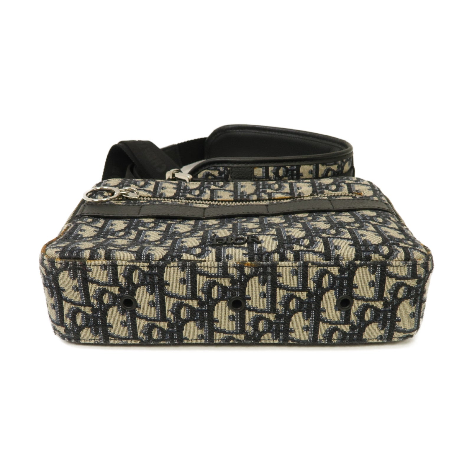 Dior 帆布Shoulder Bag銀扣肩背袋黑色/藍色