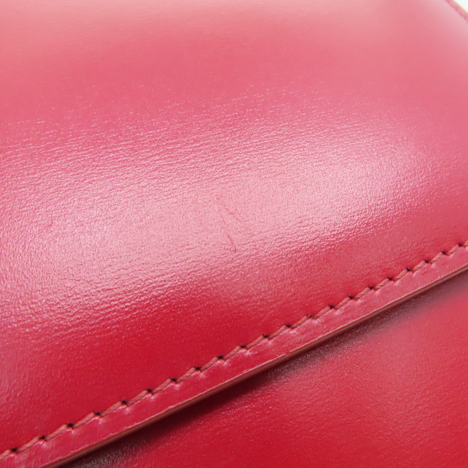 CELINE 牛皮皮革Classic Box银扣肩背袋红色