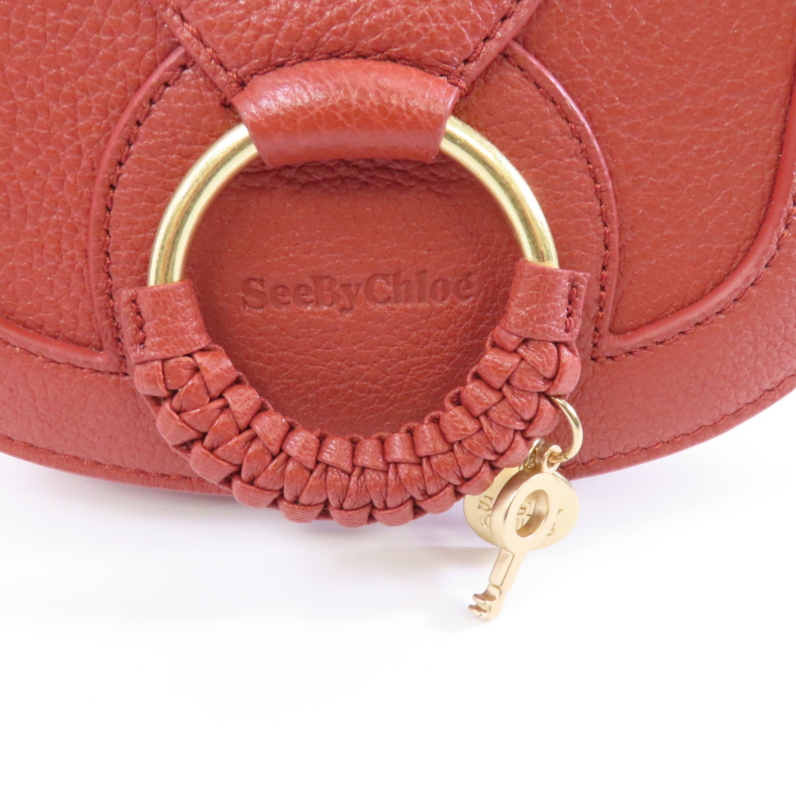 SEE BY CHLOE 牛皮皮革Shoulder Bag金扣肩背袋紅色
