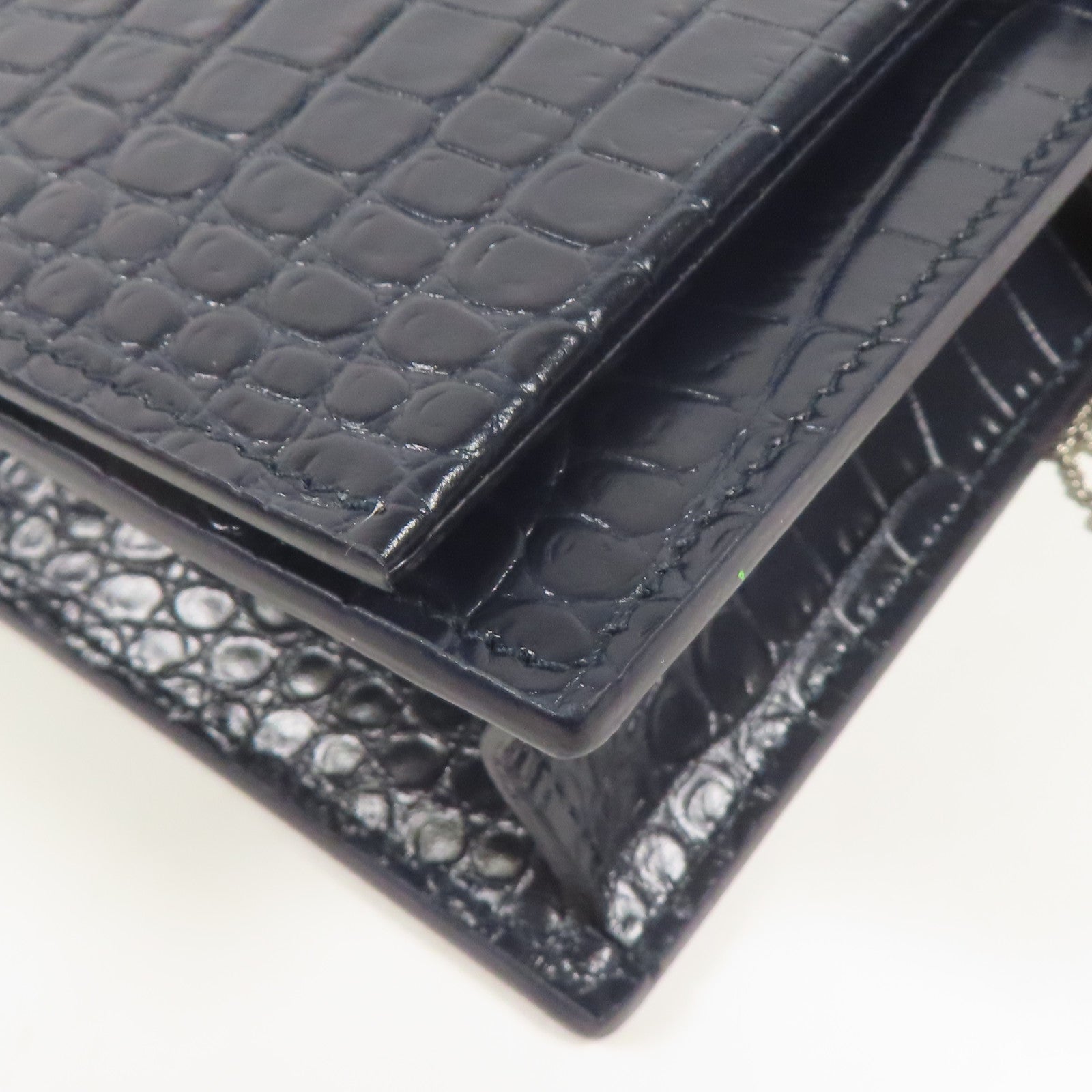 SAINT LAURENT 牛皮皮革Shoulder Bag銀扣鏈帶肩背袋