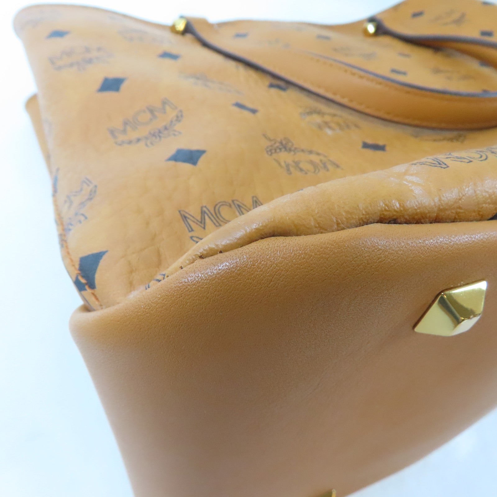 MCM 皮革2 Way Shoulder Bag金扣手挽肩背兩用袋啡色