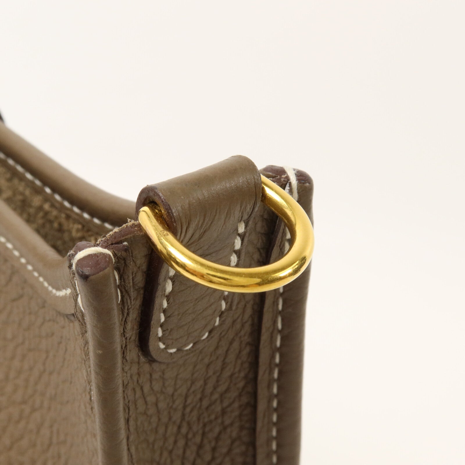 HERMES Clemence皮革Evelyne TPM肩背袋Etoupe/Bleu Indigo